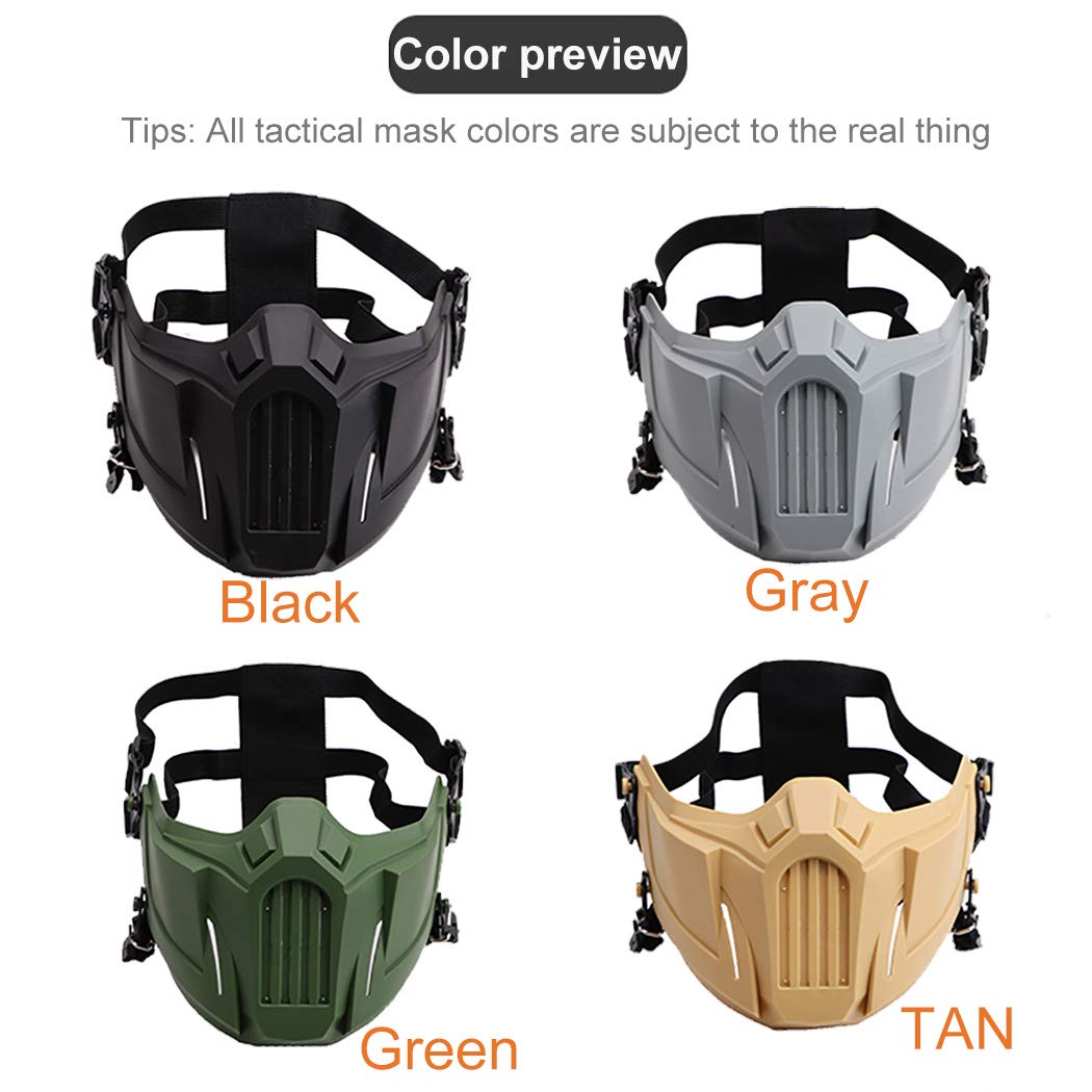 Tactical Airsoft Half Face Mask - Black Protective Gear for Outdoor Sports, Airsoft Games & Cosplay | Durable & Breathable Design for Maximum Safety
