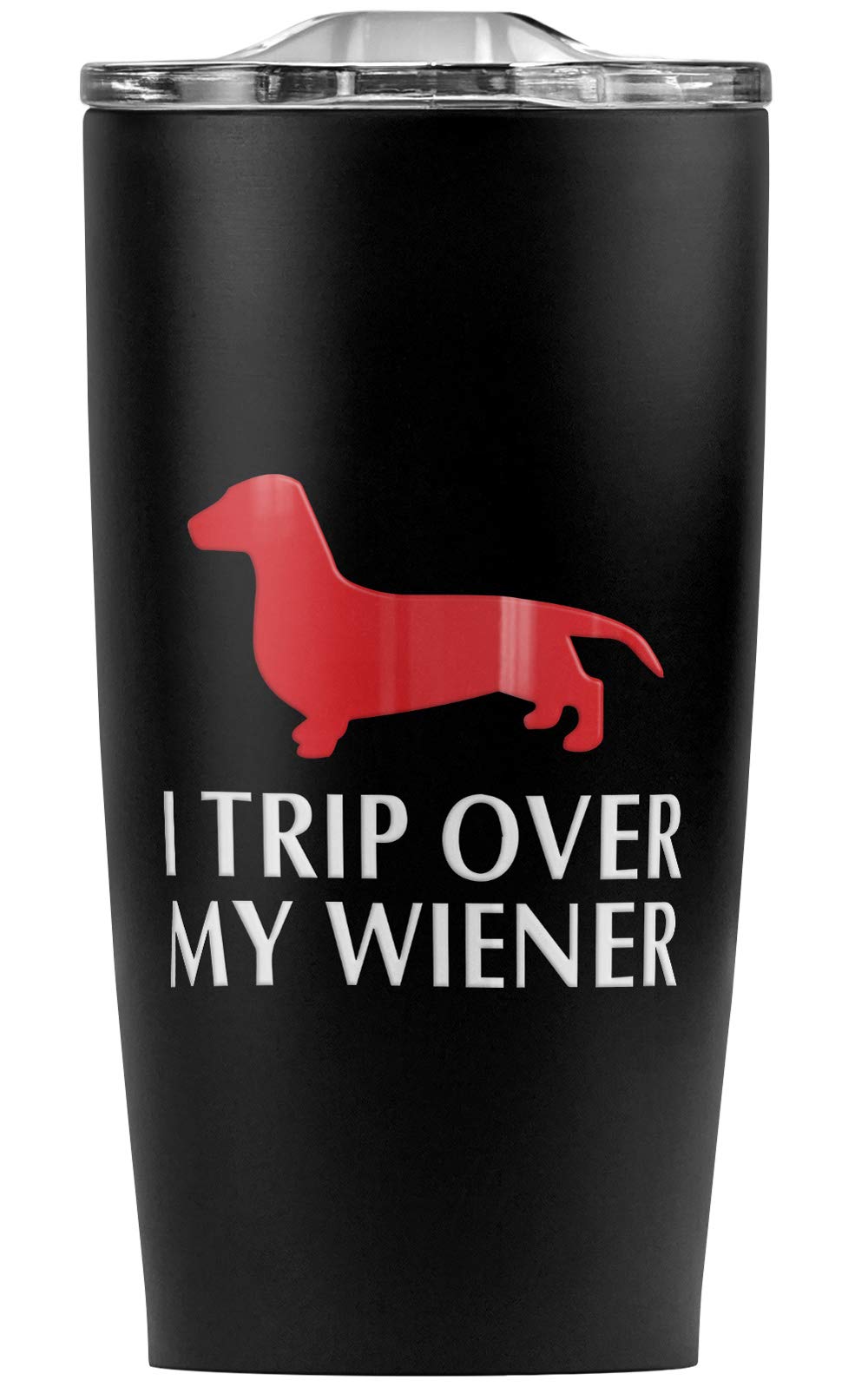 LOGOVISION I Trip Over My Wiener Dachshund Funny Stainless Steel 20 oz Travel Tumbler - Vacuum Insulated Double Wall Coffee Cup with Leakproof Sliding Lid | Keeps Hot & Cold Beverages for Hours | Perfect for Office, Gym, Hiking and Road Trips
