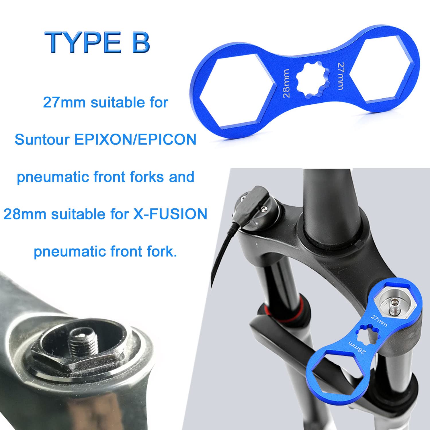 2Pcs Aluminum Alloy Bicycle Fork Cap Wrench - Professional Bike Suspension Tool for Suntour XCM XCR XCT RST EPIXON Fork Repair | Perfect for MTB Maintenance & DIY Bike Upgrades
