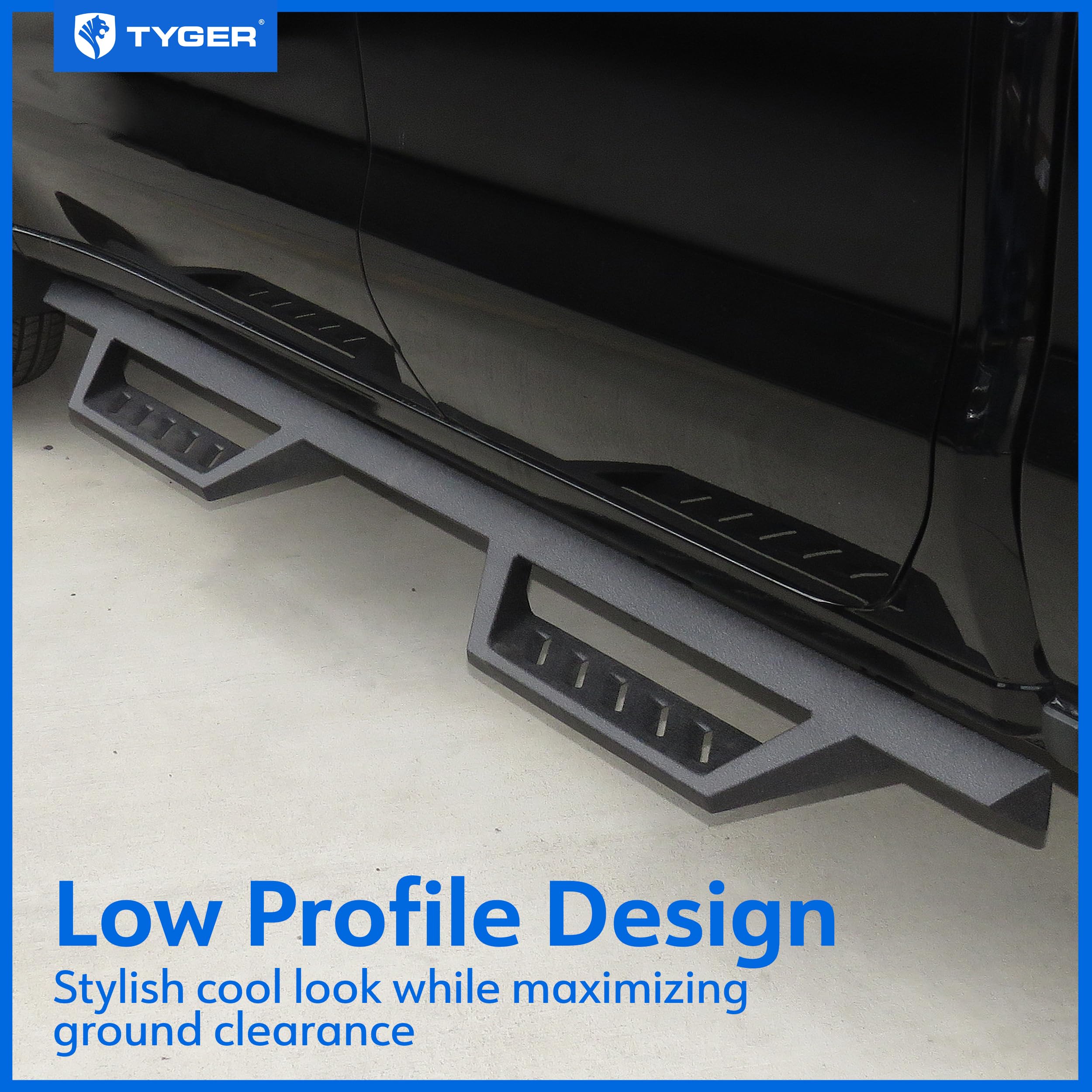 Tyger Auto LanderX Running Boards for 2019-2025 Chevy Silverado & GMC Sierra 1500/2500/3500HD (Excludes 2019 LD) | Double Cab Drop Step Nerf Bars | TG-LX3C82458 | Off-Road & Daily Driving Side Steps