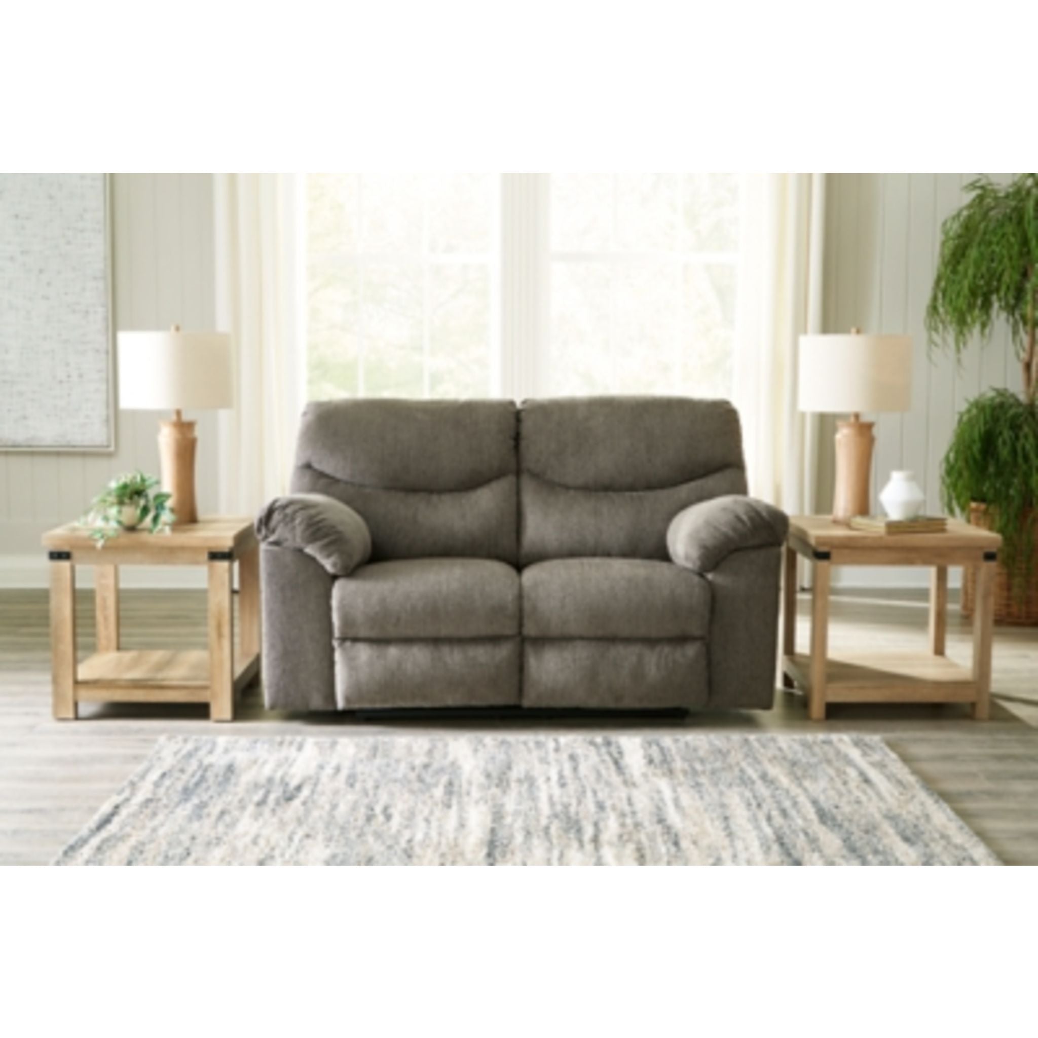Alphons Reclining Loveseat in Putty - Modern Fabric Sofa for Small Spaces | Perfect for Living Room, Apartment & Home Theater Relaxation