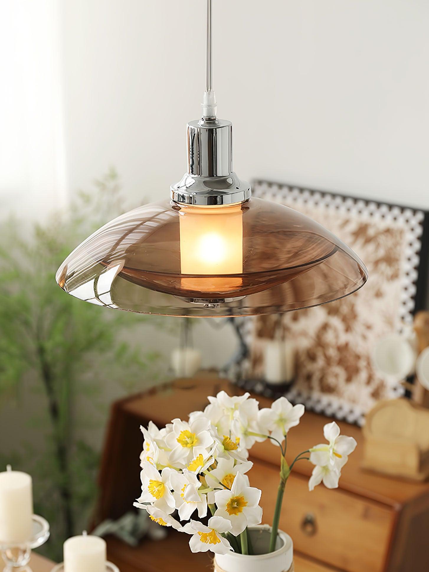 Vintage UFO Flying Saucer Chrome Pendant Light - Modern Industrial Ceiling Fixture for Kitchen Island, Dining Room & Bedroom Lighting