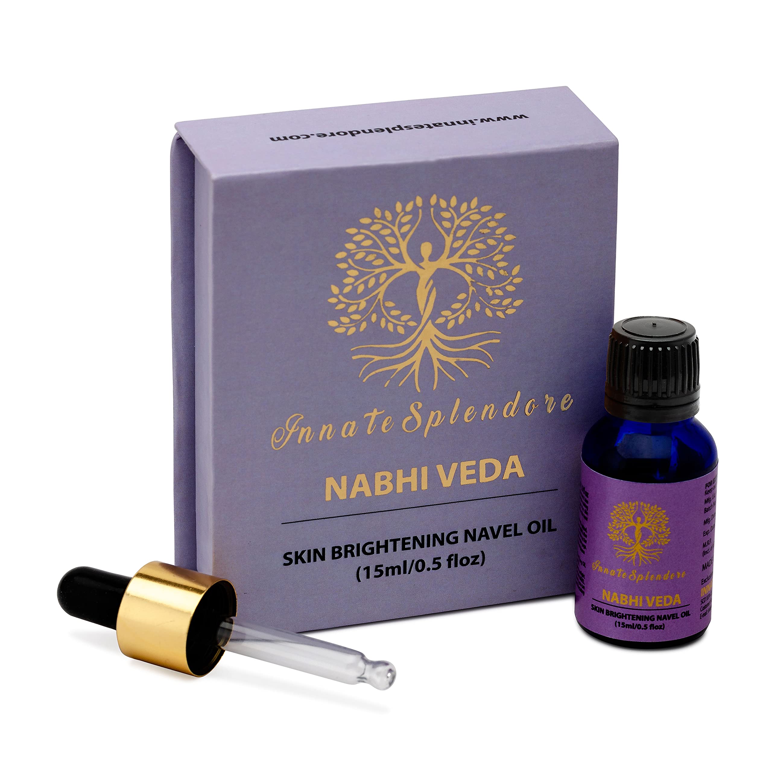 NABHI VEDA Skin Brightening Navel Oil (Satin) - Natural Belly Button Oil for Glowing Skin | Ayurvedic Care for Dryness & Dark Circles | Perfect for Nighttime Skincare Routine