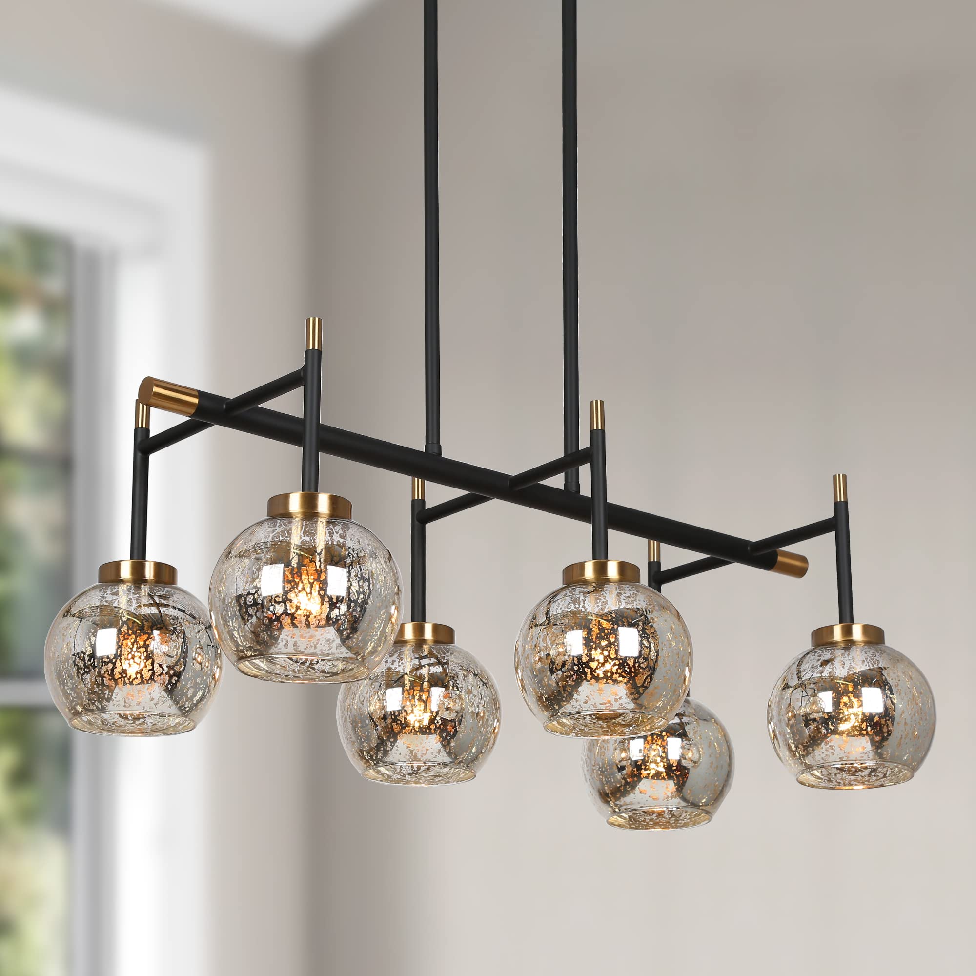 KSANA Modern Black & Gold Metal Chandelier - 27.5