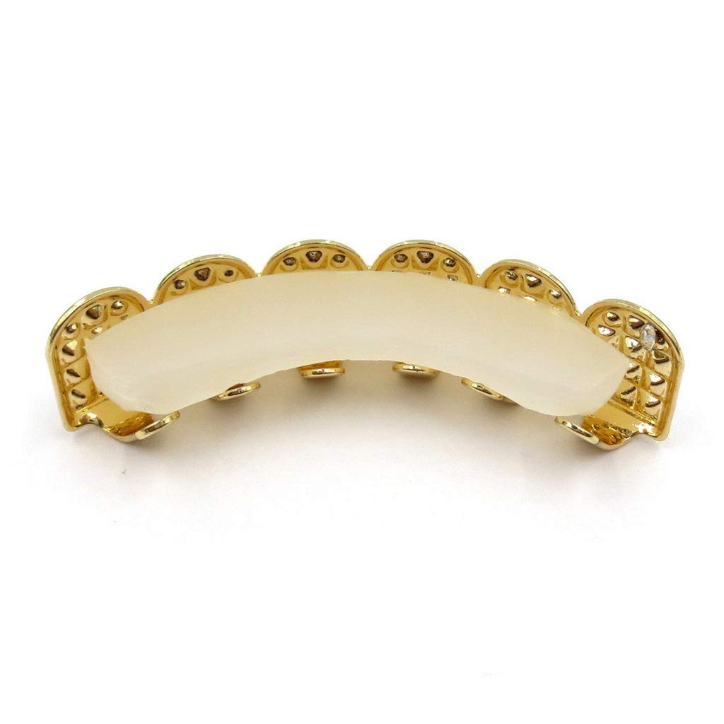 Stylish Gold & Silver Teeth Grillz Set for Men & Women - Top & Bottom Bling Jewelry for Hip Hop Fashion & Party Wear