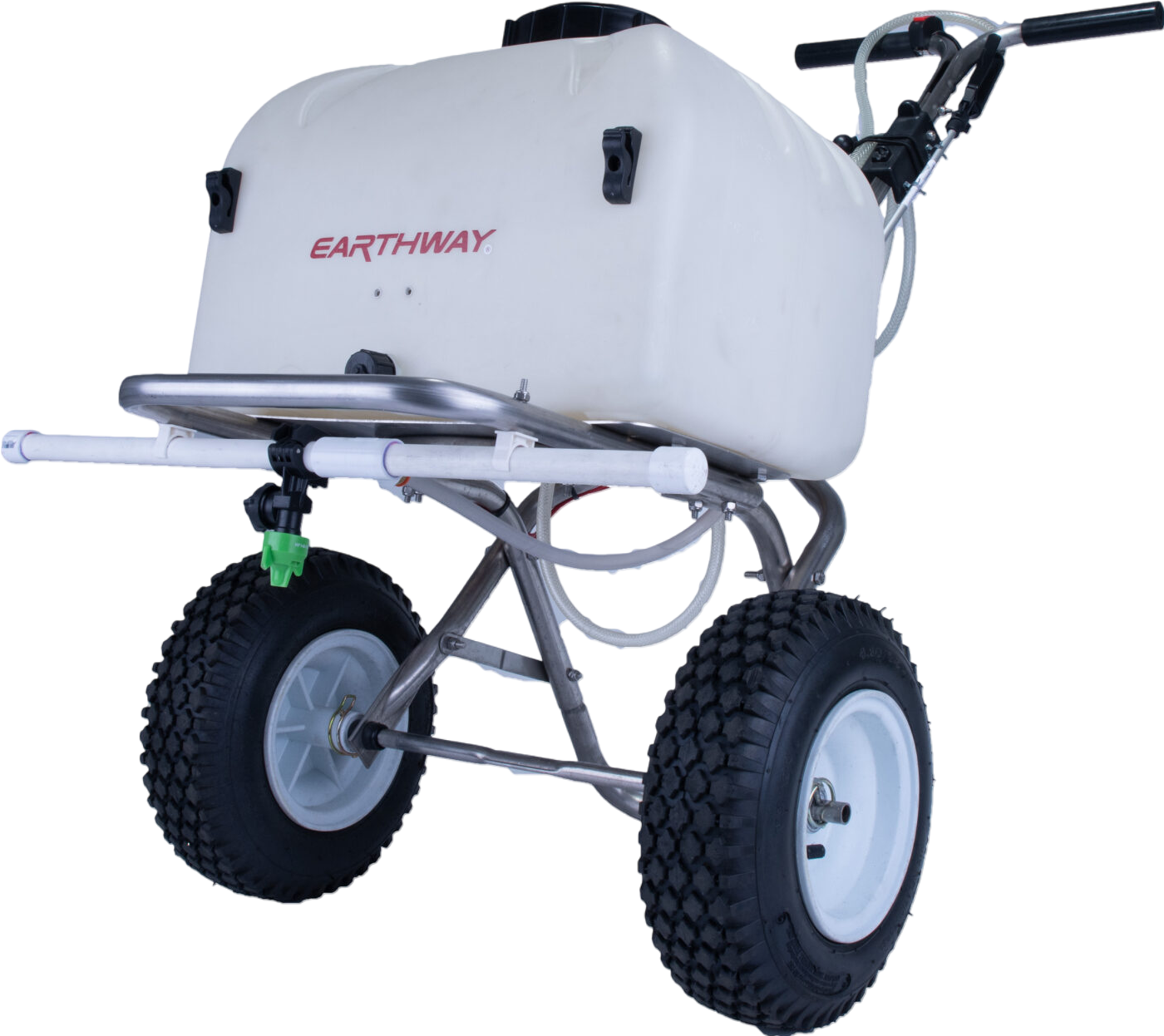 Earthway 90308 8 Gallon Stainless Steel Battery Operated 12V Push Sprayer with Hose - Ideal for Lawn Care, Garden Spraying & Pest Control