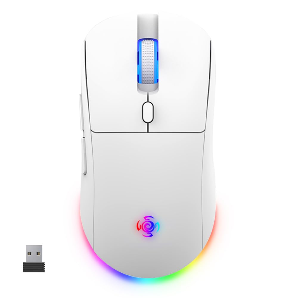 Wireless Gaming Mouse with 4800 DPI - Bluetooth/2.4G/Wired 3-in-1 Connectivity, RGB Backlit, 6 Programmable Buttons & Pro Software for PC, Mac, Laptop - Perfect for FPS, MOBA Games & Office Work