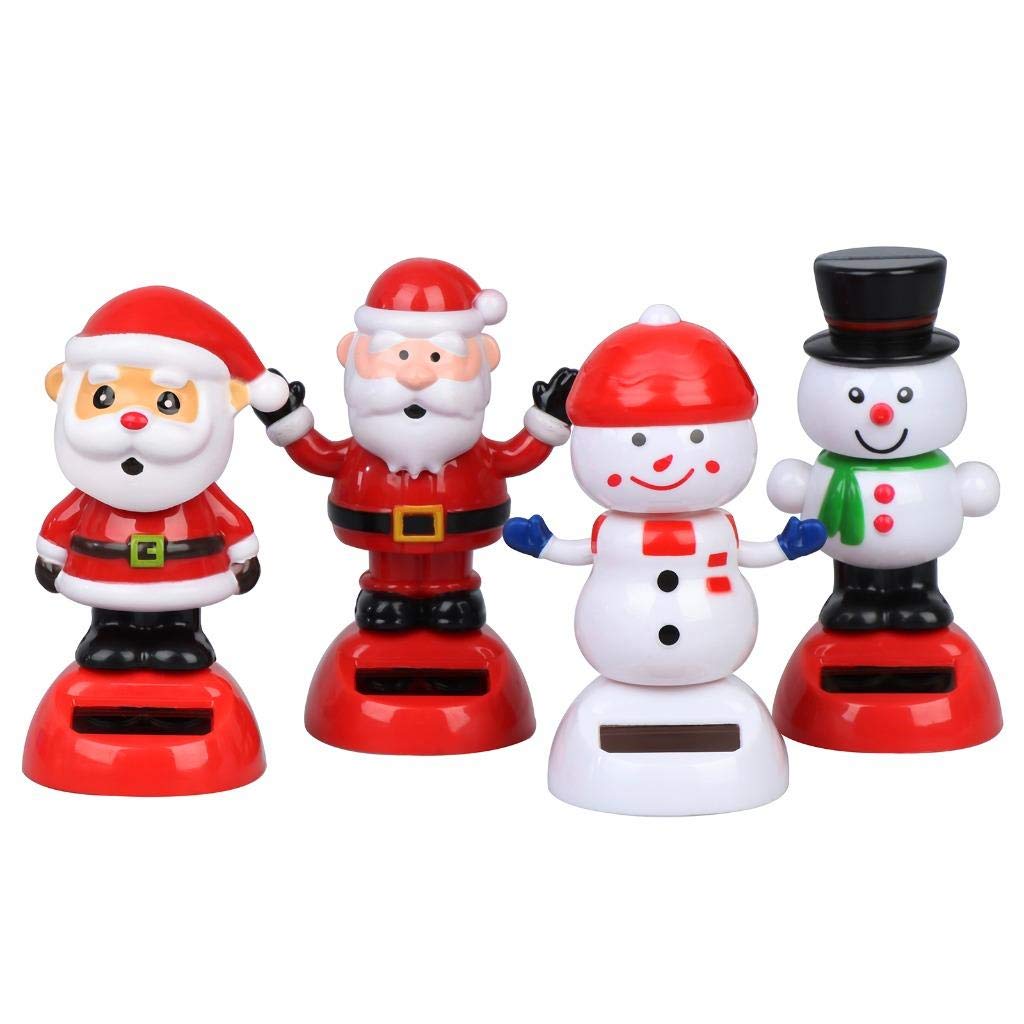 Solar Powered Dancing Snowman & Santa Claus Animated Bobblehead - Colorful Swinging Decor for Window, Car Dashboard, Garden Pots | Fun Holiday Gift & Sun Catcher for Home, Office, Party Decorations