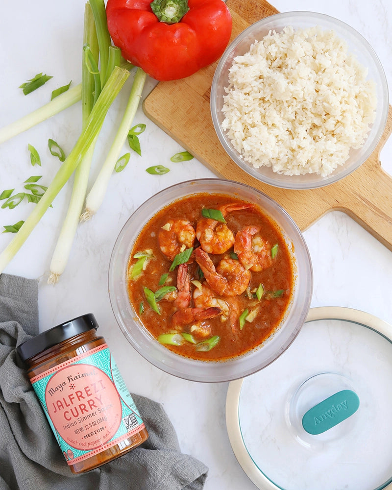 Maya Kaimal's Jalfrezi Shrimp Curry - Authentic Indian Spicy Shrimp Dish for Dinner & Meal Prep | Ready in 15 Minutes | Perfect for Weeknight Dinners, Family Meals & Indian Cuisine Lovers