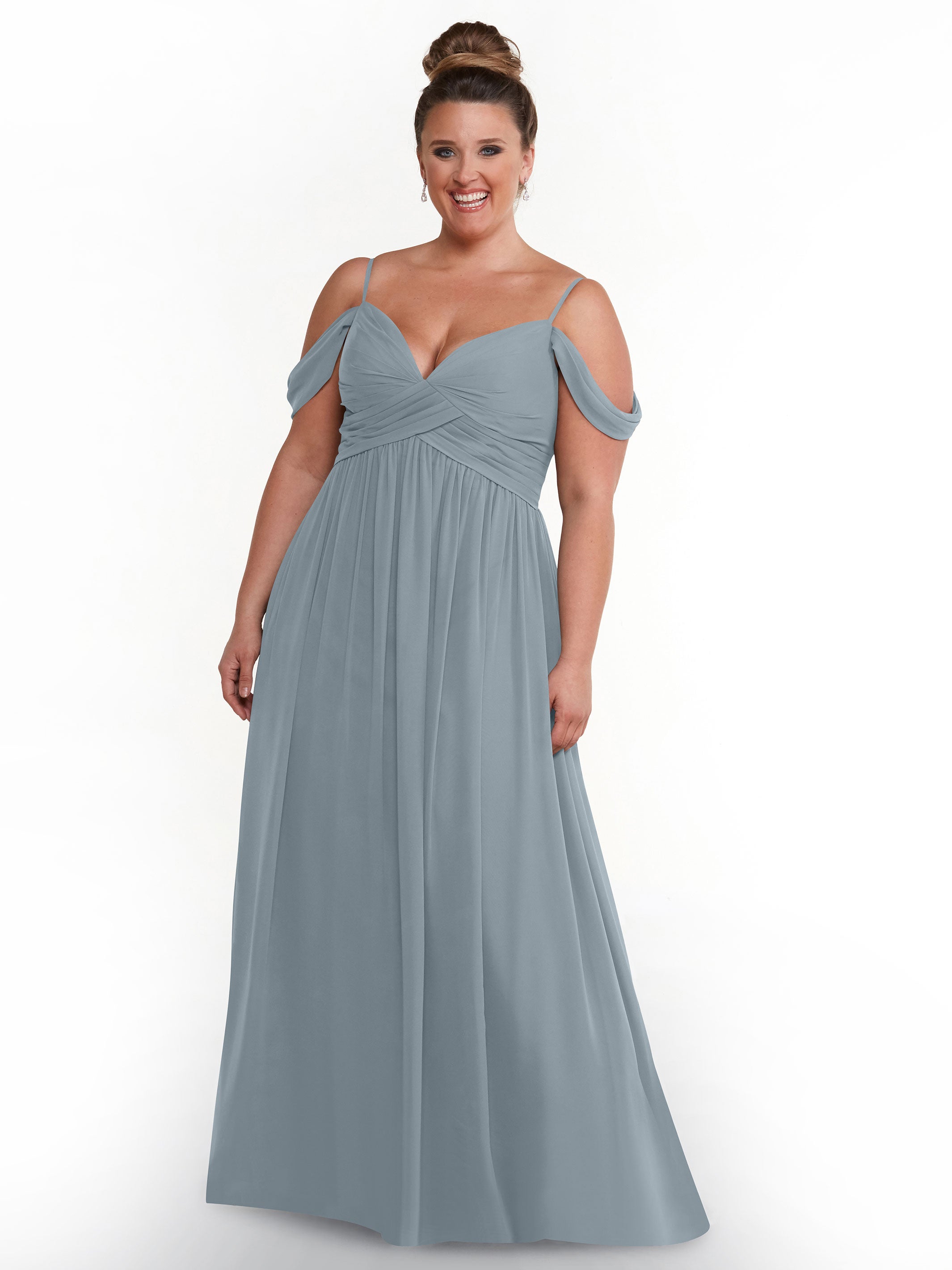 Elegant Off Shoulder Chiffon Bridesmaid Dress with Spaghetti Straps - Perfect for Weddings, Formal Events & Special Occasions