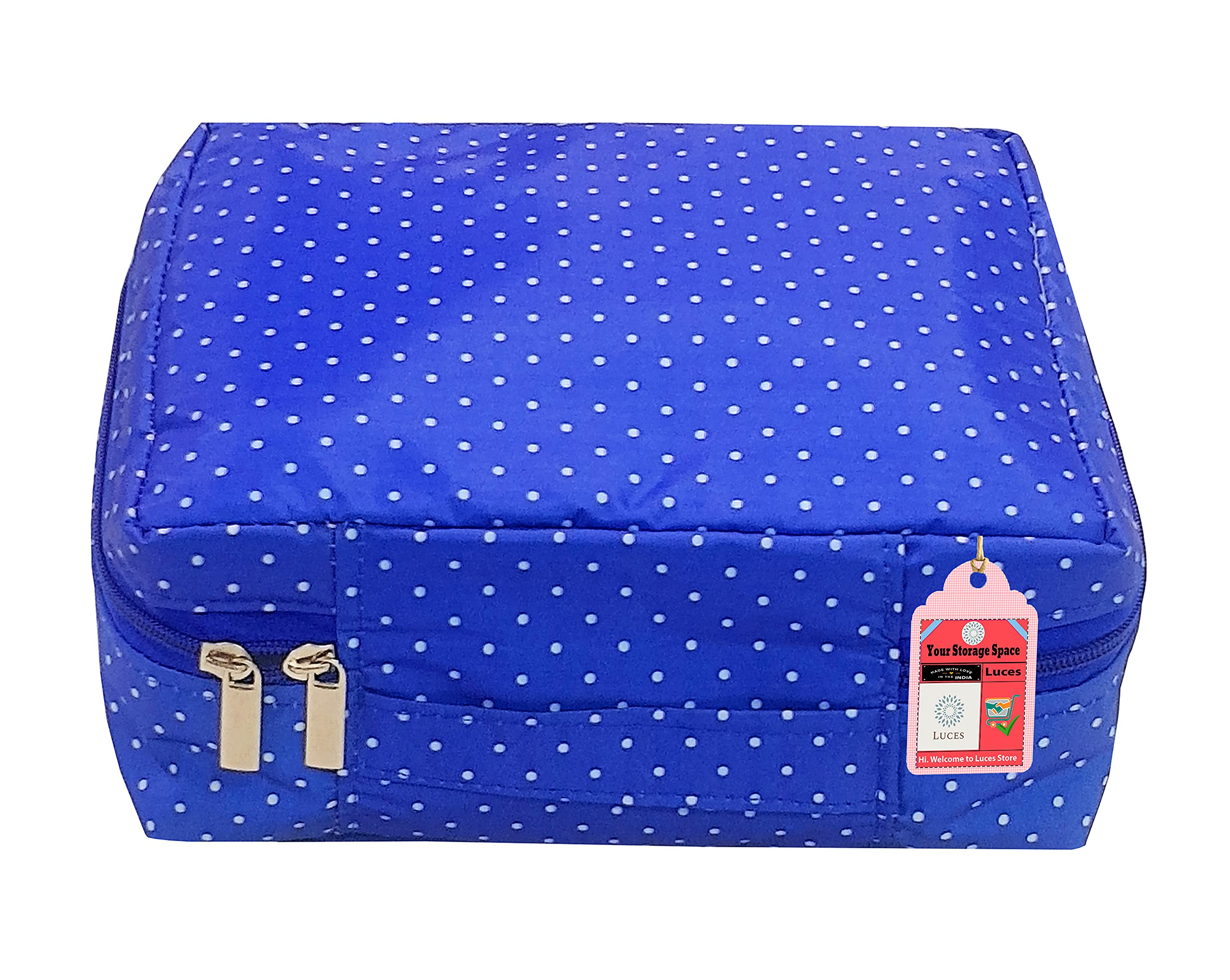 Portable Travel Makeup Train Case - Cosmetic Organizer Bag with Adjustable Dividers & Water-Resistant Zipper Pouch for Women & Girls | Perfect for Travel, Daily Storage & Artist Supplies (Blue)