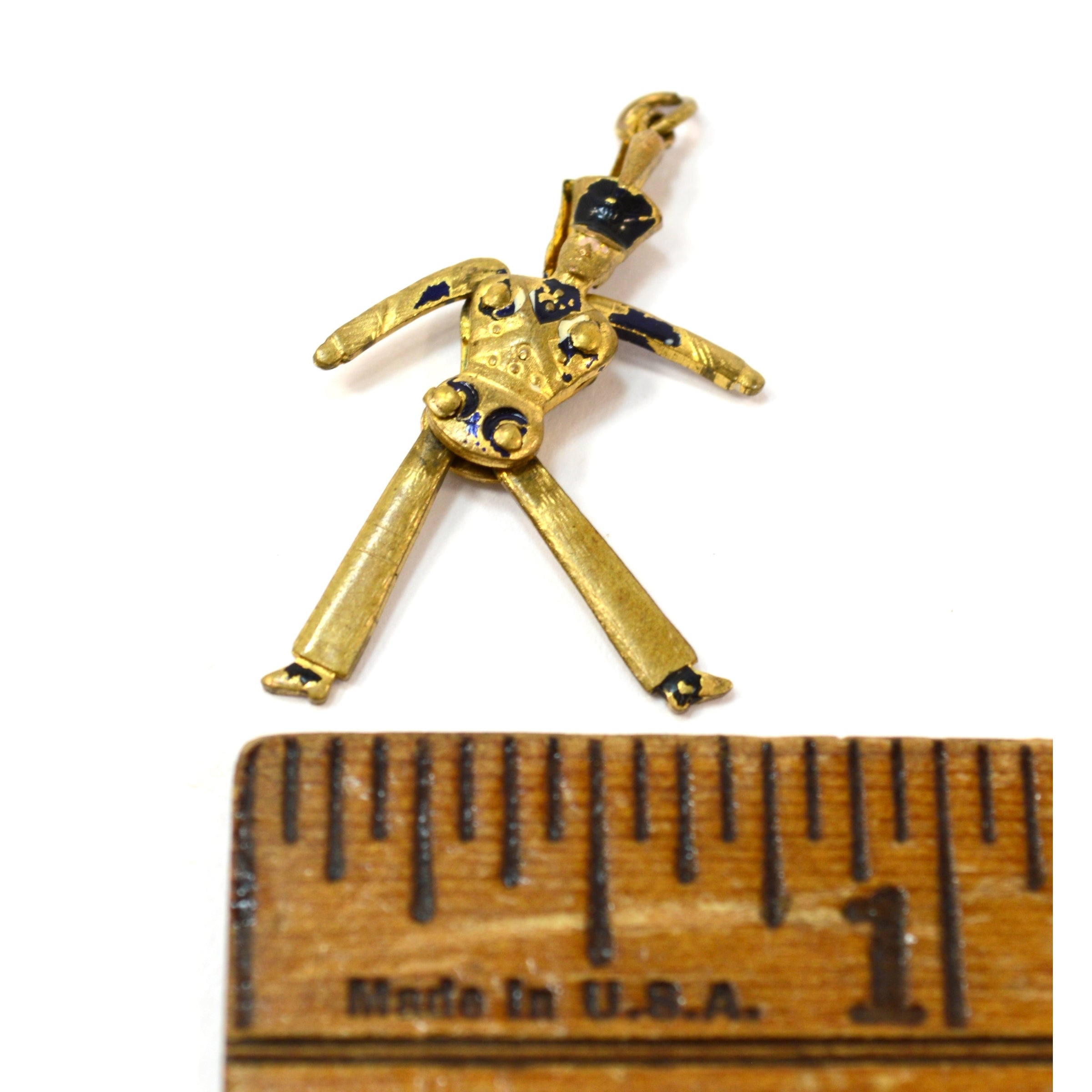 Antique Articulated Toy Soldier Charm Bracelet with Gold Gilding - Perfect for Vintage Jewelry, Storybook-Themed Accessories & Gift Giving