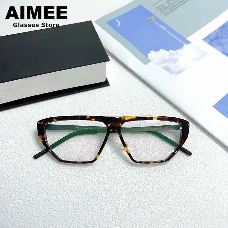 Aimee Unisex Full Rim Square Titanium Eyeglasses Frame - Lightweight Durable Eyewear for Men & Women - Perfect for Work, Reading & Fashion Accessories (Model 1181)