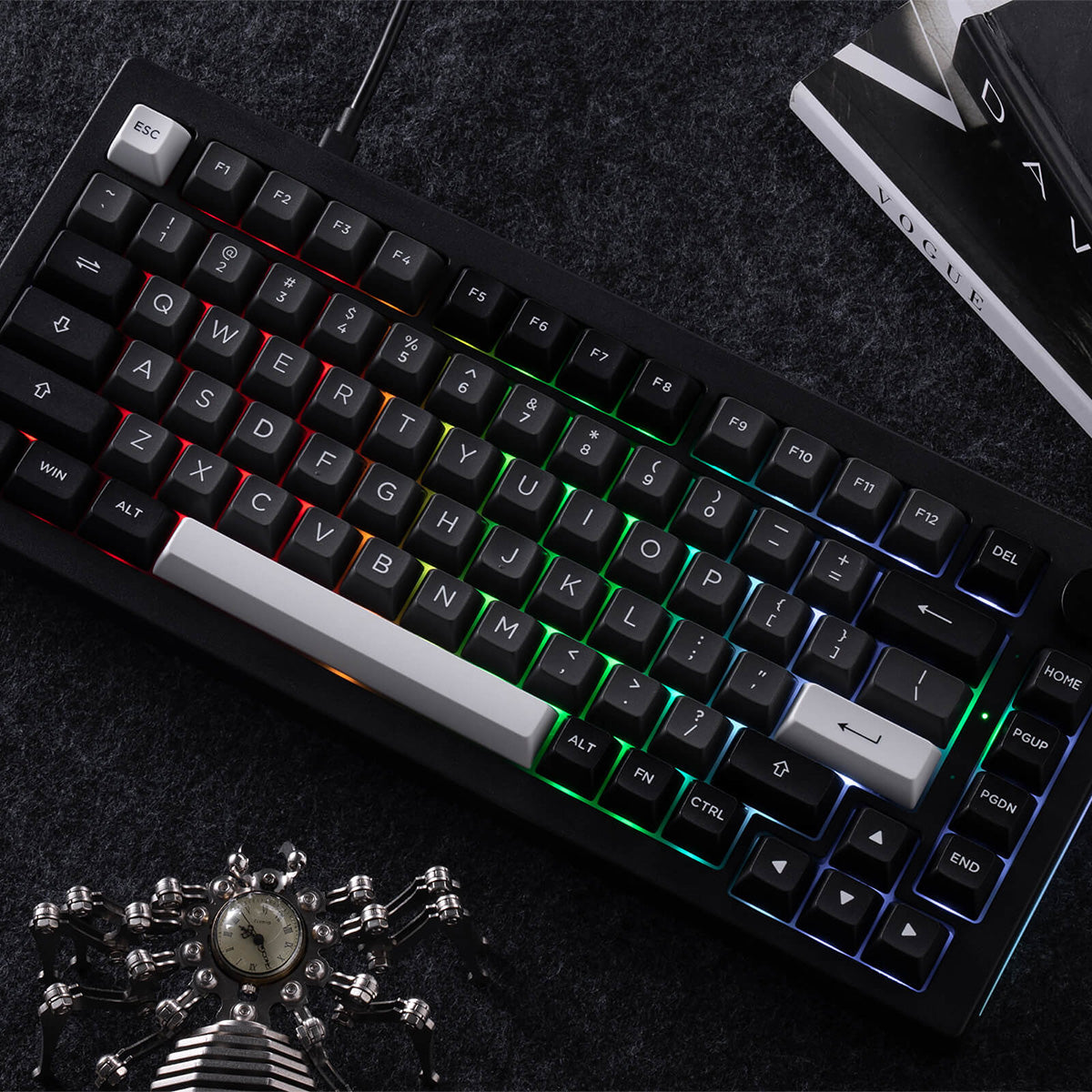 Akko 5075B Plus 75% Wireless Mechanical Keyboard - Black & Silver RGB Backlit, Hot-Swappable Creamy Yellow Switches for Gaming & Typing | Perfect for Office, Home & Esports