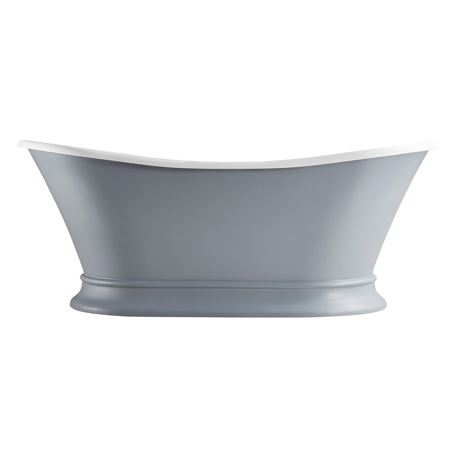 Arcticstone 68 Inch Solid Surface Oval Double Slipper Pedestal Bathtub - Matte Gray/Glossy White Freestanding Soaking Tub with Drain (No Faucet Holes) | Perfect for Luxury Bathrooms, Spa Retreats & Master Suite Relaxation