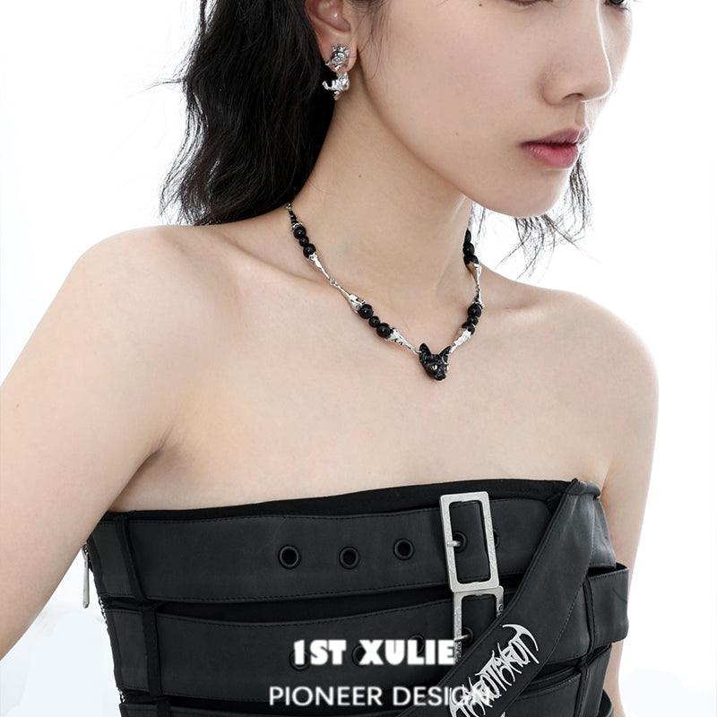 18k Platinum Plated Dark Billows Choker Necklace for Women - Elegant Gothic Cat Eye Jewelry Gift for Her - Perfect for Parties, Date Nights & Special Occasions