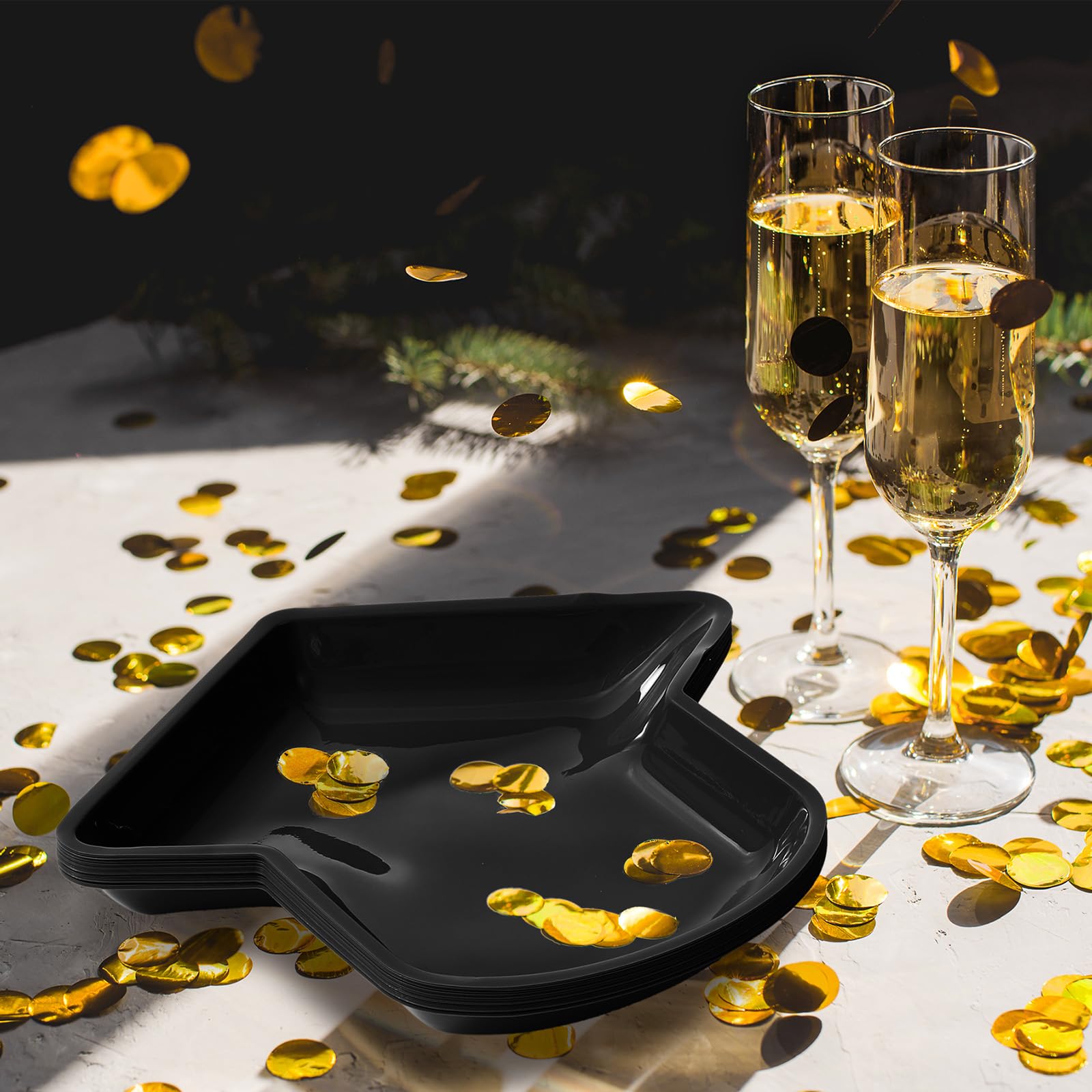 24-Pack Graduation Party Plates - Black Grad Hat Shaped Disposable Plates (11.6
