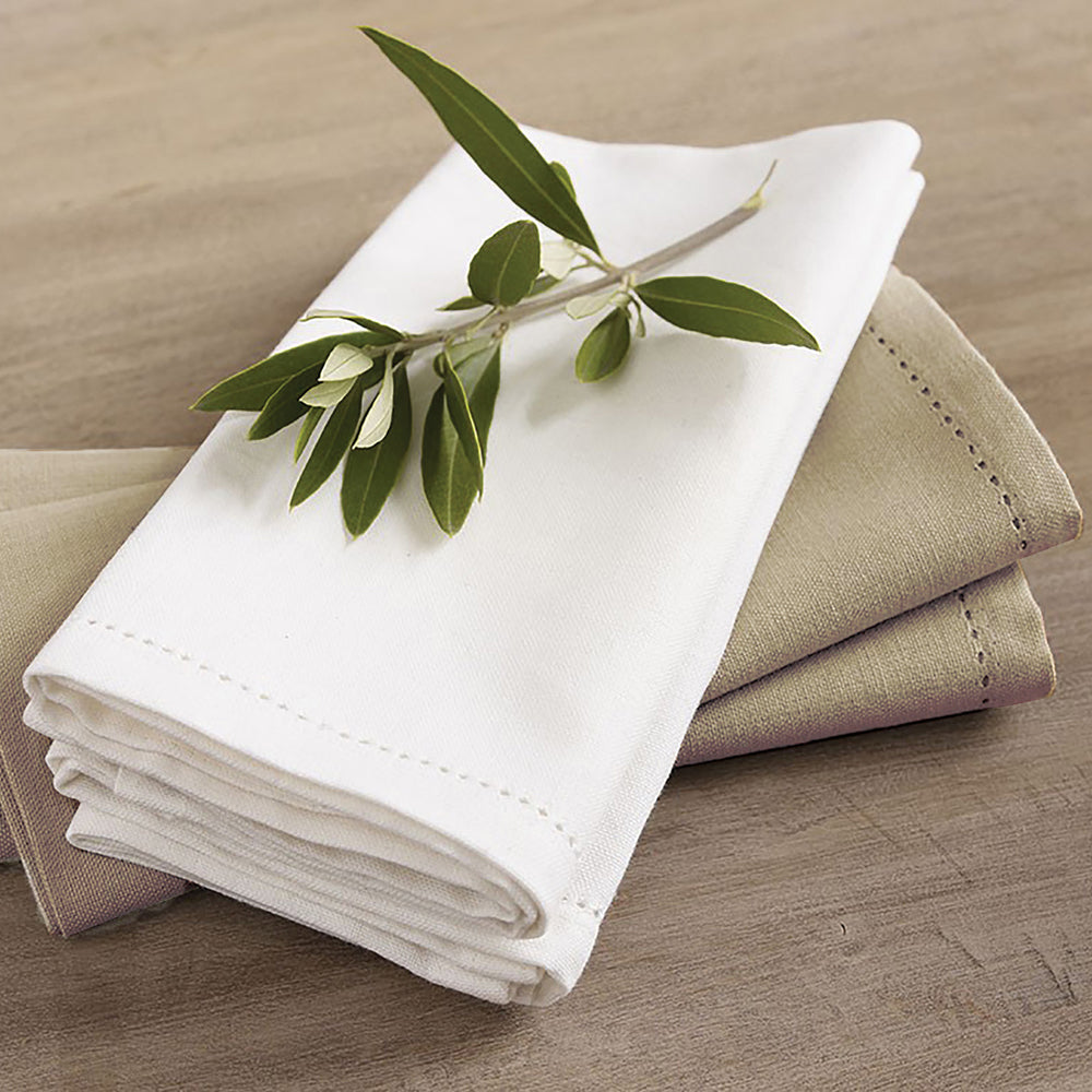 Premium Hemstitch Napkins - Set of 2, Soft Grey Linen Dinner Napkins for Formal Dining & Special Occasions