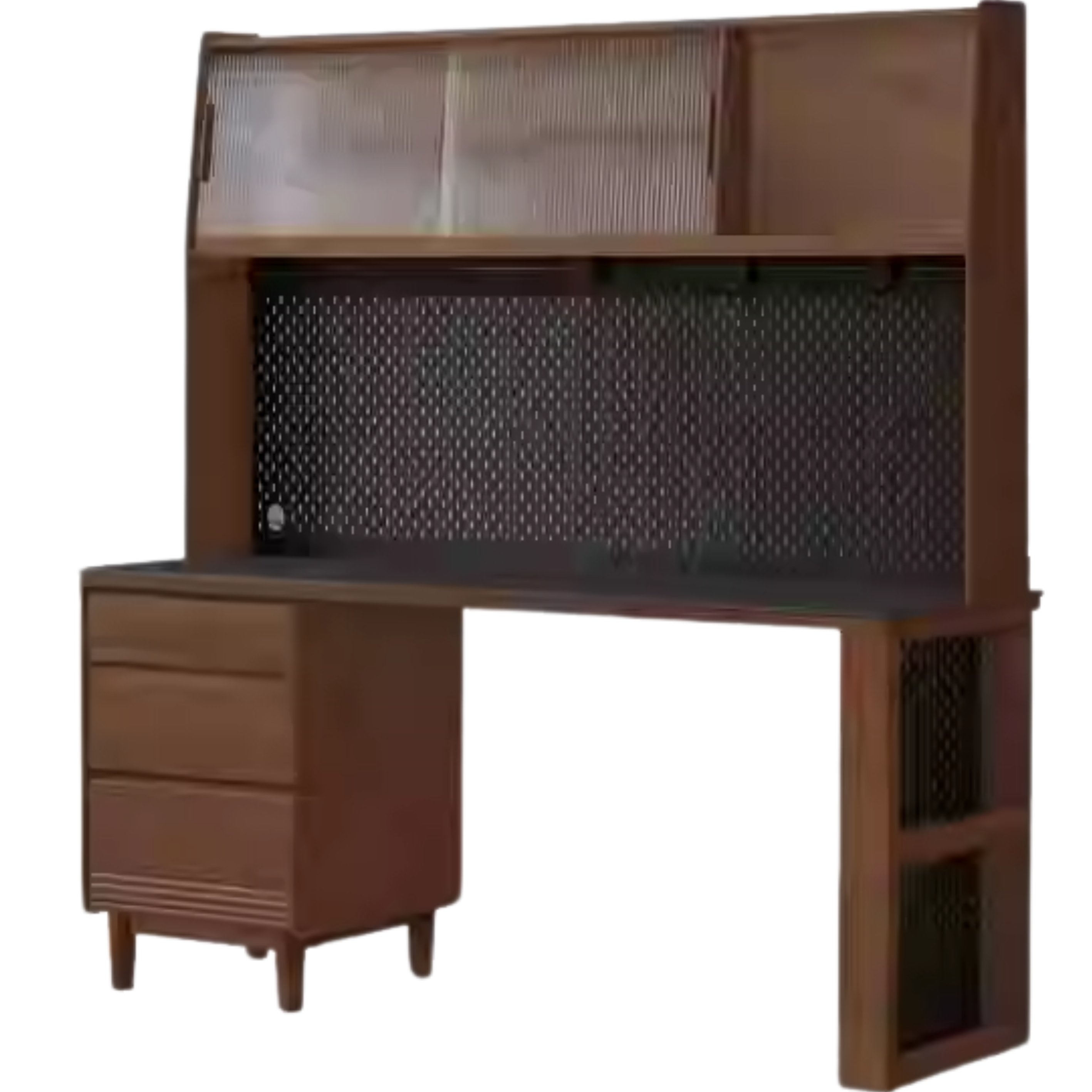 59.2x17.7x76.7 inch / 150.4x45x195 cm / Rich Dark Walnut color / Black Walnut Rock slab dining cabinet with shelf bull rail