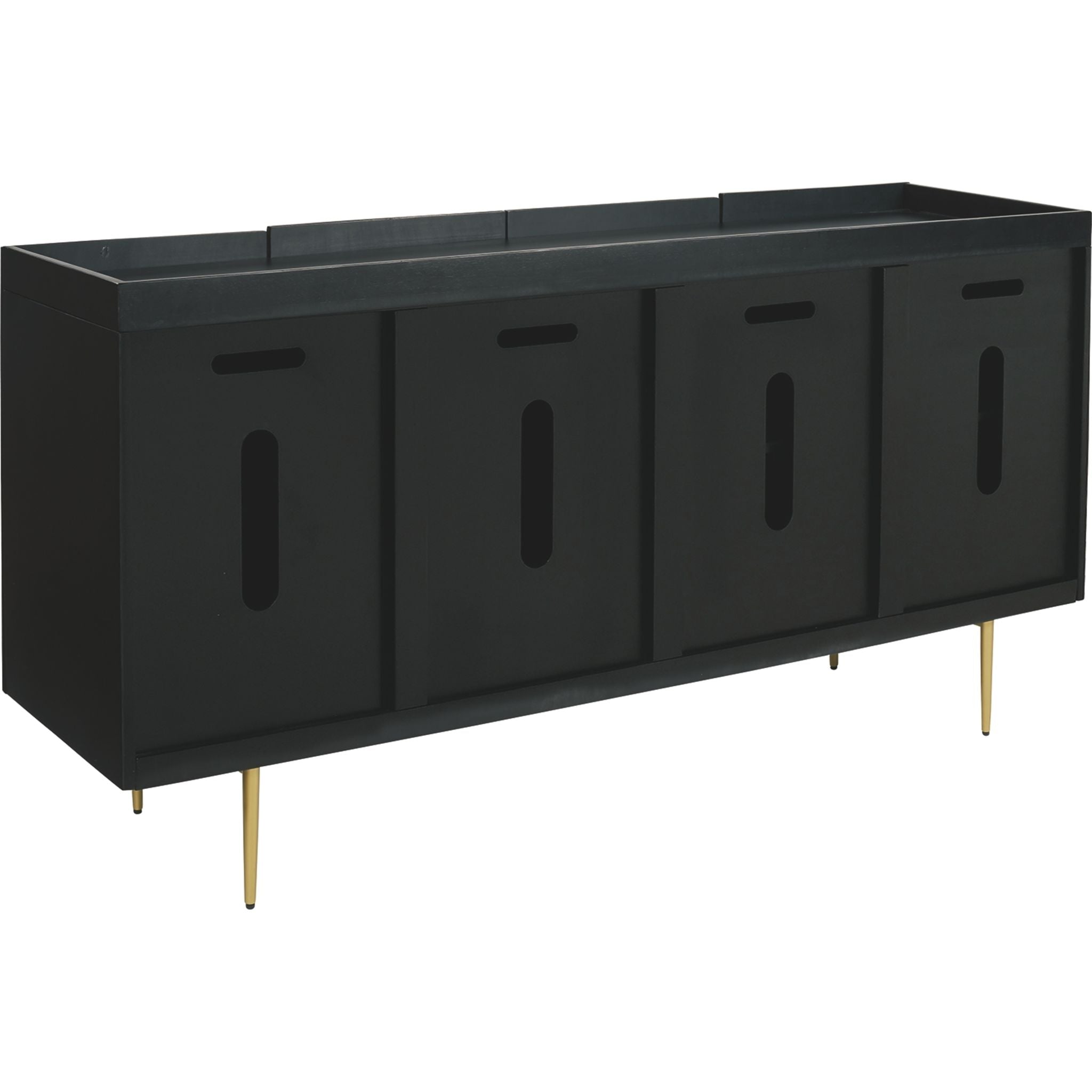 Brentburn Black & Gold Cabinet - Modern Storage Solution for Kitchen, Bathroom, or Office Organization