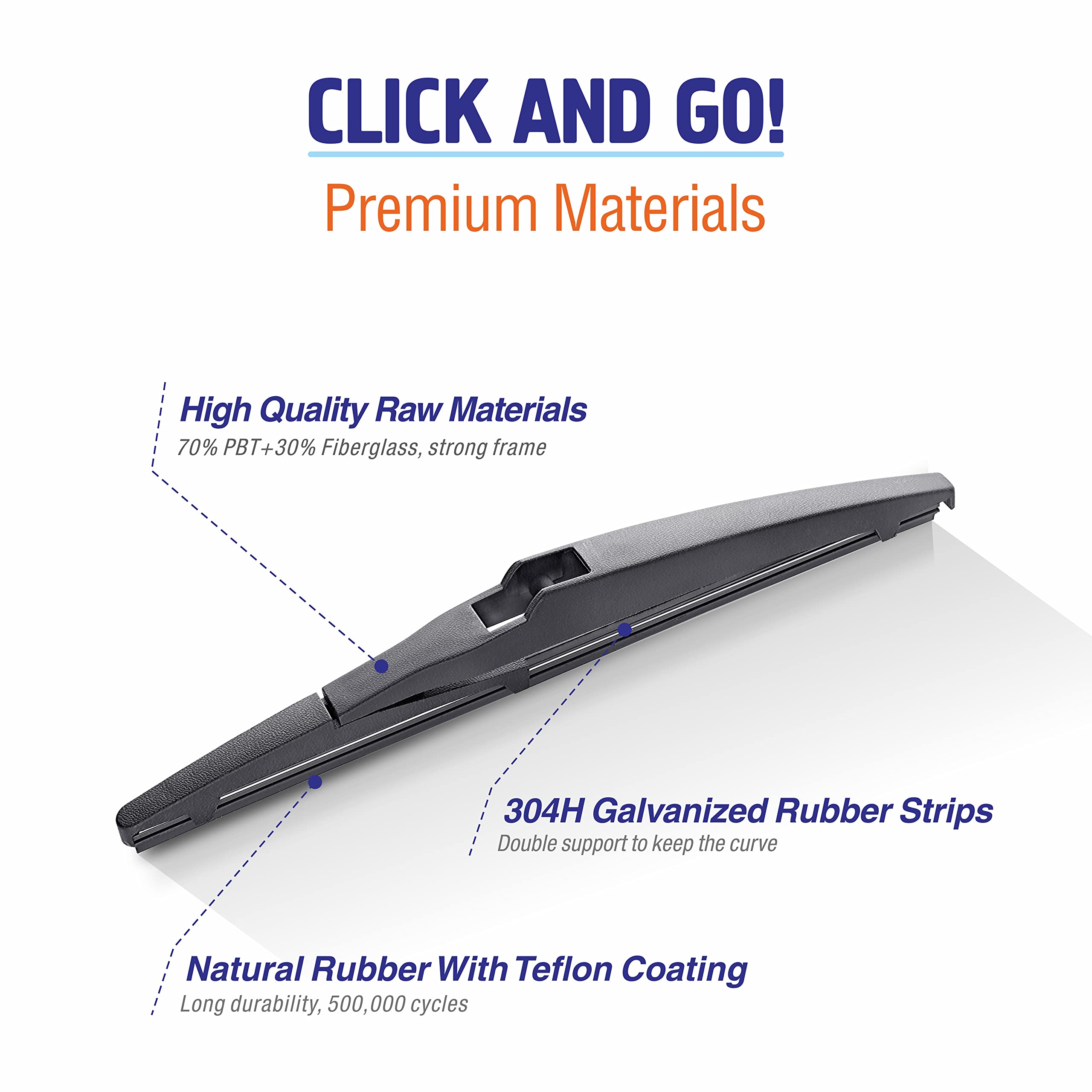 Premium 8-Inch Rear Wiper Blades Replacement for Toyota Prius (2012-2019), Prius C (2012-2016), Lexus CT (2011-2017), Scion xD (2008-2014) - High-Performance Back Windshield Wiper Blades (Pack of 2) - Perfect for Rainy Weather & Winter Driving Conditions