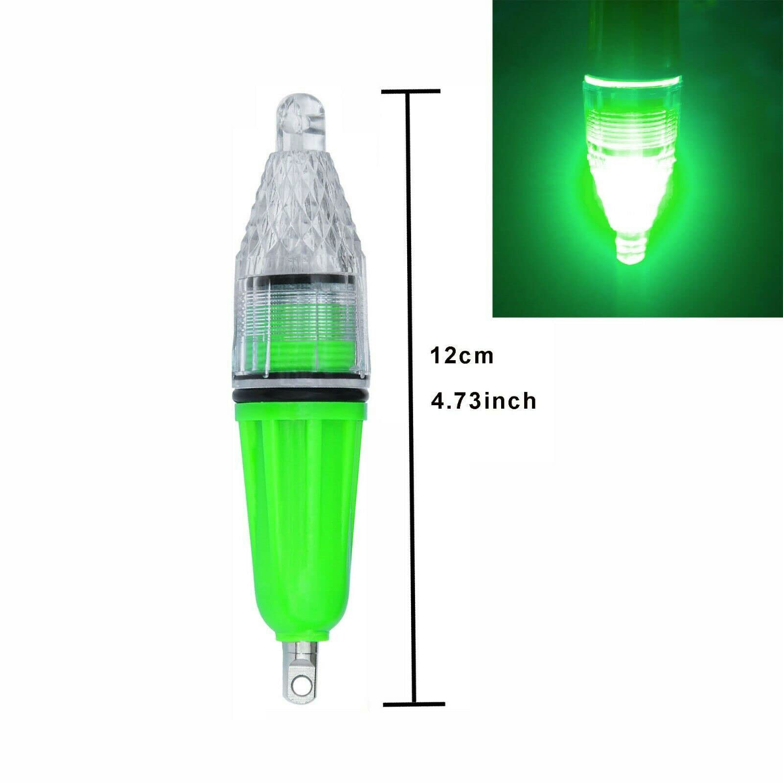 8-Pack Green Underwater LED Fishing Lights - 4.73 Inch Deep Drop Waterproof Flashing Bait Lure Lamps for Night Fishing, Crabbing & Shrimping | Attracts Fish in Lakes, Rivers & Ocean