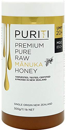 PURITI UMF 20+ Manuka Honey 500g | 100% Pure Raw New Zealand Manuka Honey | Certified & Lab Tested | Perfect for Tea, Toast & Immune Support