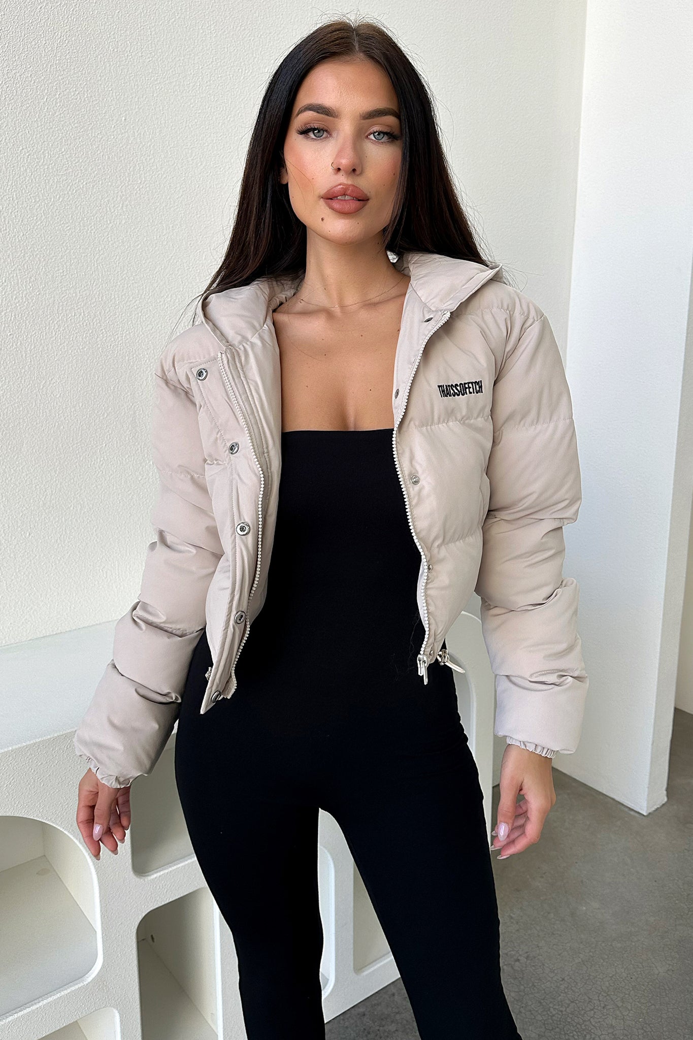 Cyrus Puffer Jacket for Men & Women - Lightweight Warm Winter Coat, Water-Resistant, Bone Color - Perfect for Outdoor Activities, Hiking, and Casual Wear