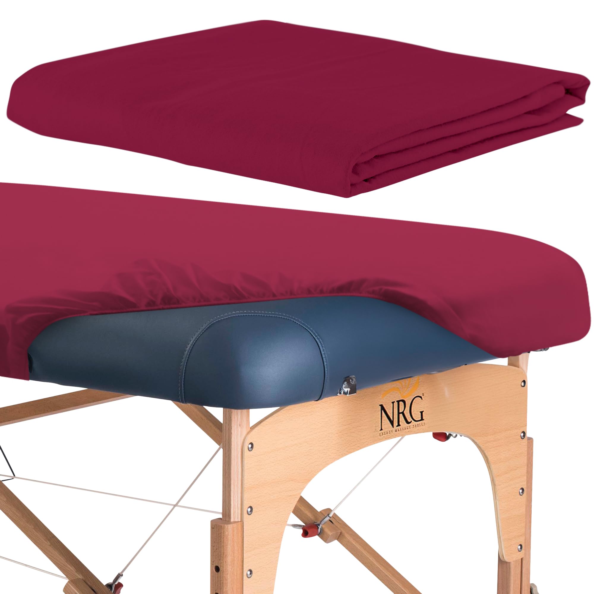 Premium 100% Cotton Flannel Massage Table Sheets - Double Brushed, Medium-Weight 200 Thread Count - Elastic Fitted for Spa & Salon - Merlot Color by NRG - Ideal for Professional Massage Therapy & Home Relaxation