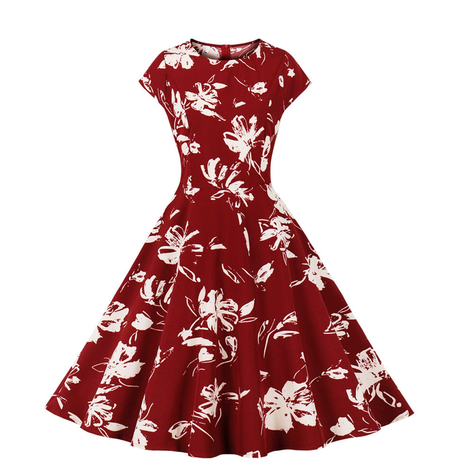 Vintage 1950s Rockabilly Cocktail Dress for Women - Floral Halter Wrap Dress for Summer & Autumn - Perfect for Wedding Guest, Party & Retro Events