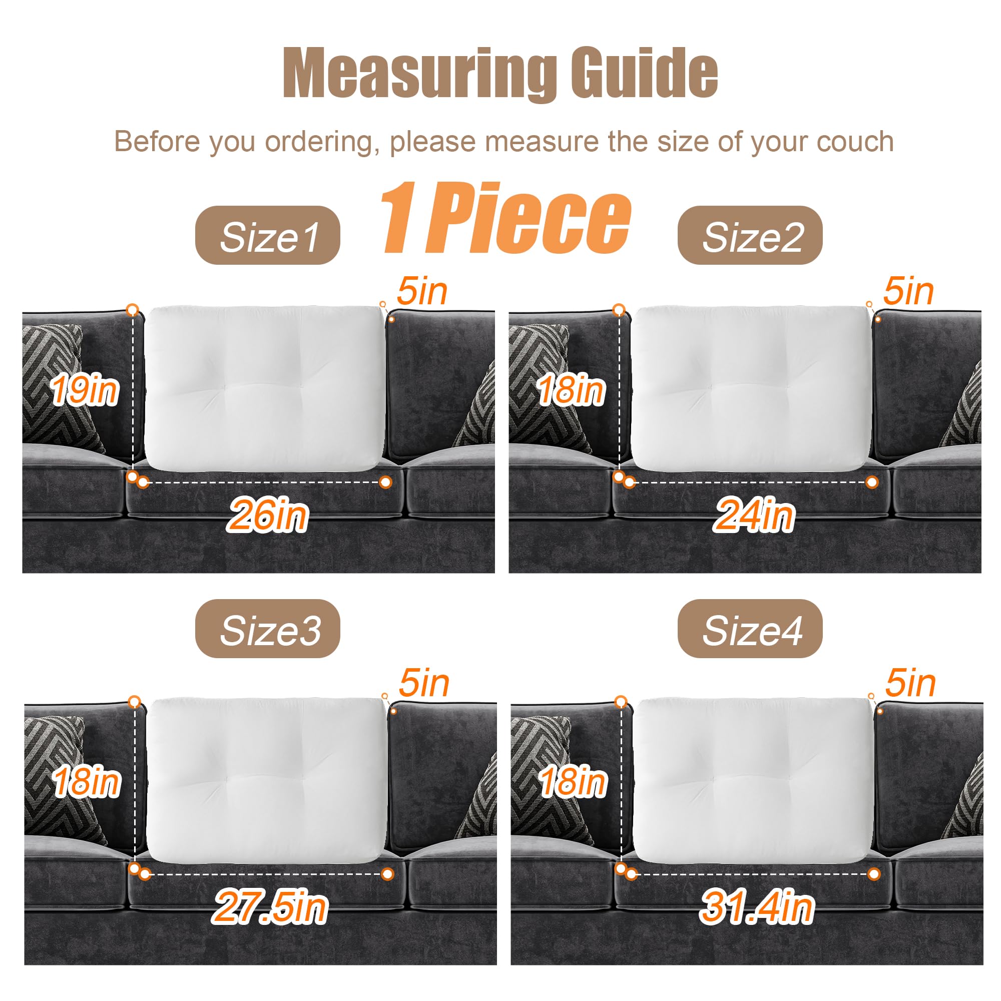 ROYALAY Supportive Lumbar Cushion for Sofa & Couch - 27x18 Inch Quilted Back Pillow with Removable Cover - Perfect for Home, Office & Car Seat Comfort