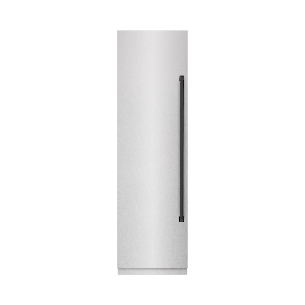 ZLINE Autograph Edition 24 Inch 12.4 Cu Ft Column Freezer - Stainless Steel with Graphite Gray Interior & Black Accents | Perfect for Home Kitchen, Basement, or Commercial Use (RCFVZ SN 24 MB)