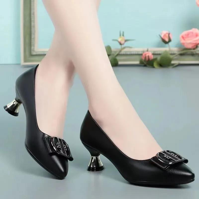 Women's Fashion PU Leather High Heel Shoes - Stylish Pointed Toe Pumps for Office, Party & Evening Wear