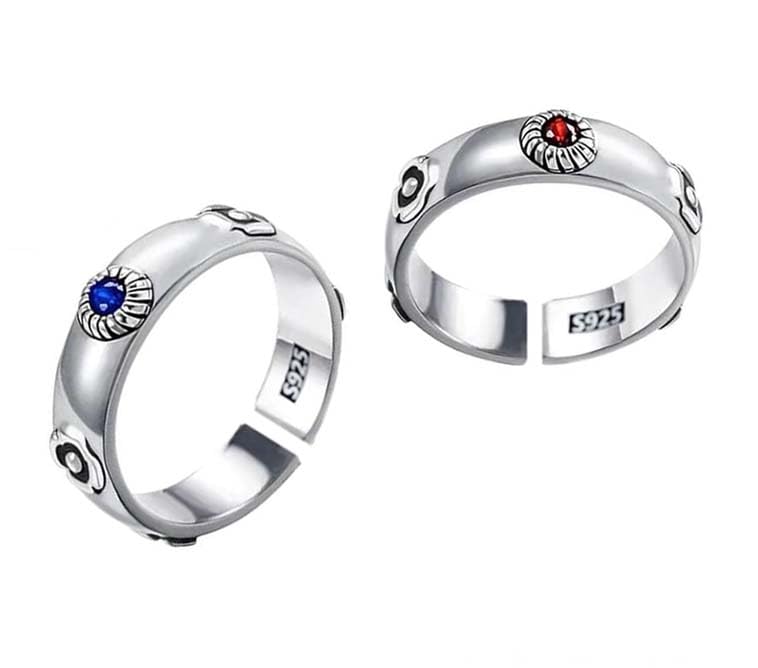 Ealipoi Howl's Moving Castle Sophie Cosplay Rings - Anime Jewelry, Red & Blue Alloy Adjustable Rings for Women & Men - Perfect for Halloween, Cosplay, and Anime Conventions