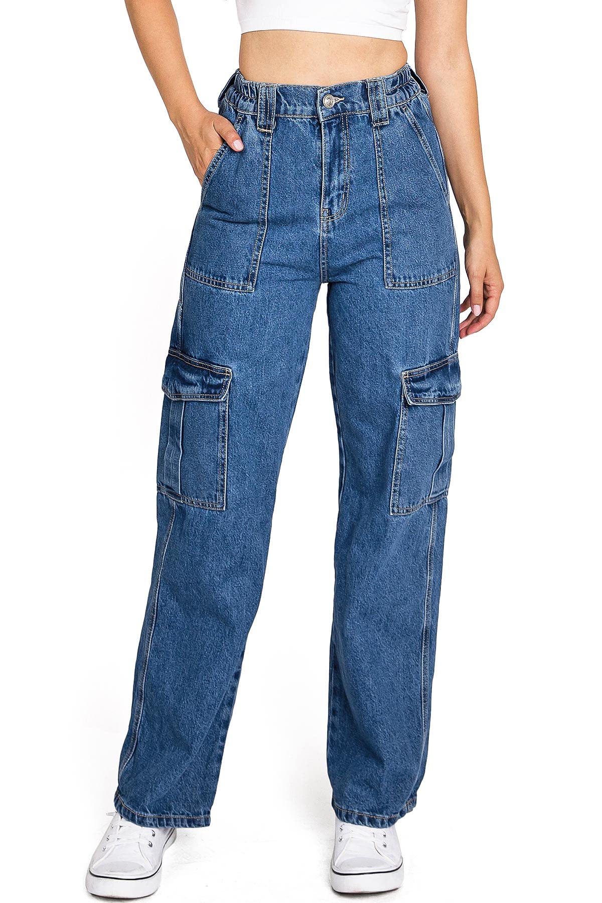 Women's High Waist Skater Jeans - Loose Fit Straight Leg Denim Pants for Casual Wear & Street Style Fashion
