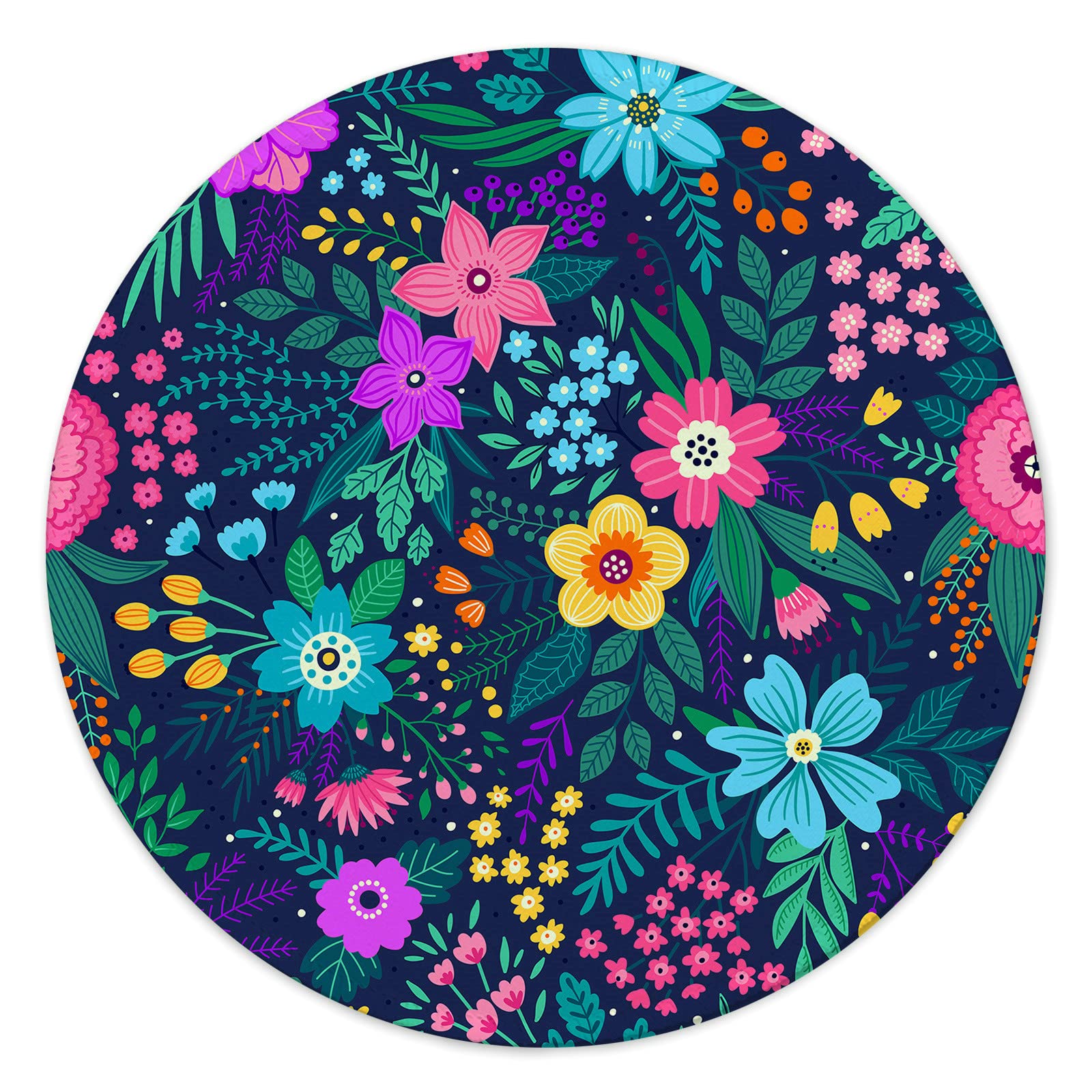 Premium Round Gaming Mouse Pad - Non-Slip Rubber Base with Stitched Edge (7.9 x 7.9 Inch) for PC, Laptop & Office - Floral Design for Gamers & Professionals - Perfect for Work, Gaming & Home Office Use