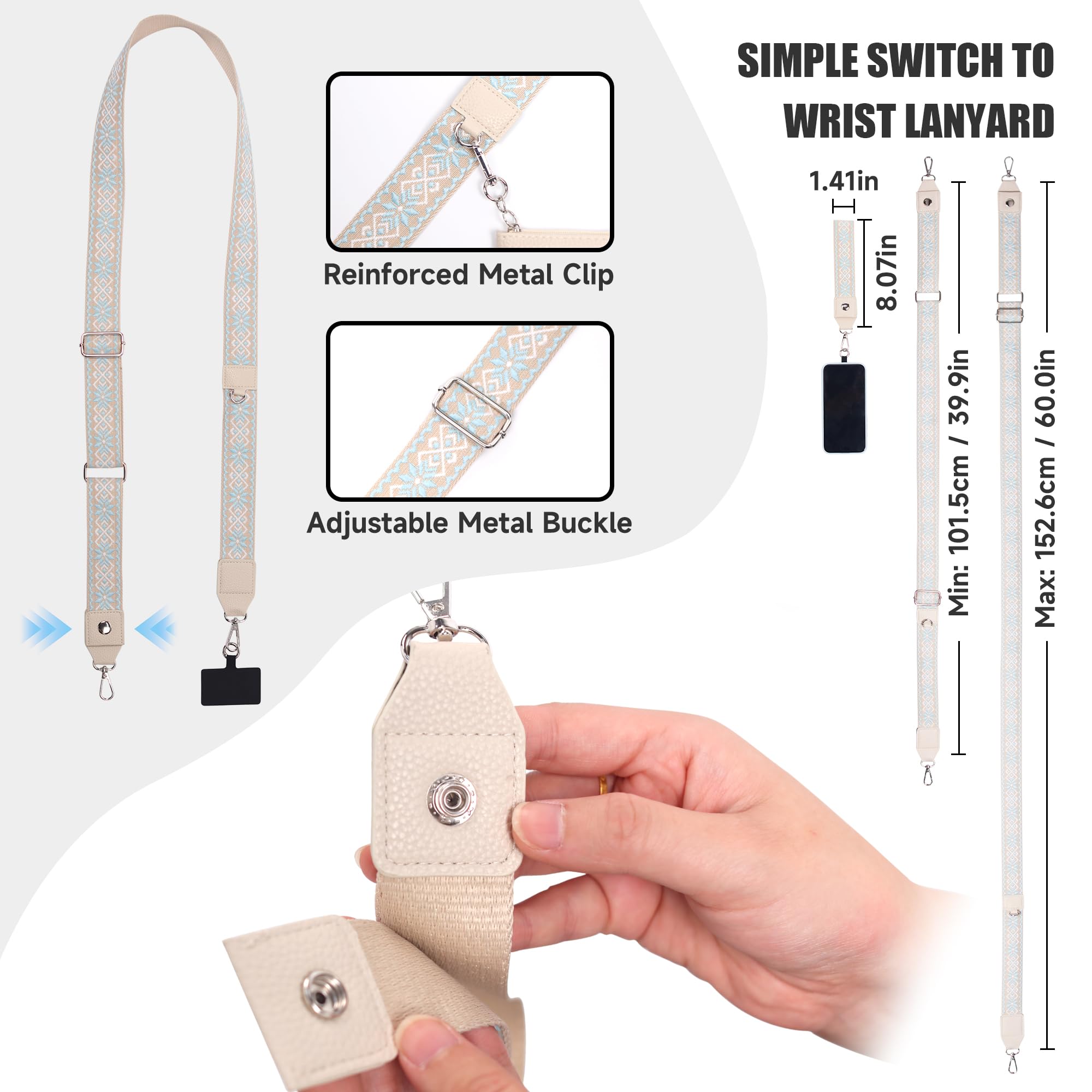 Clip and Go Crossbody Phone Strap with Zippered Wallet Pouch - Hands-Free Phone Holder for Women & Men - Perfect for Travel, Shopping, and Outdoor Activities