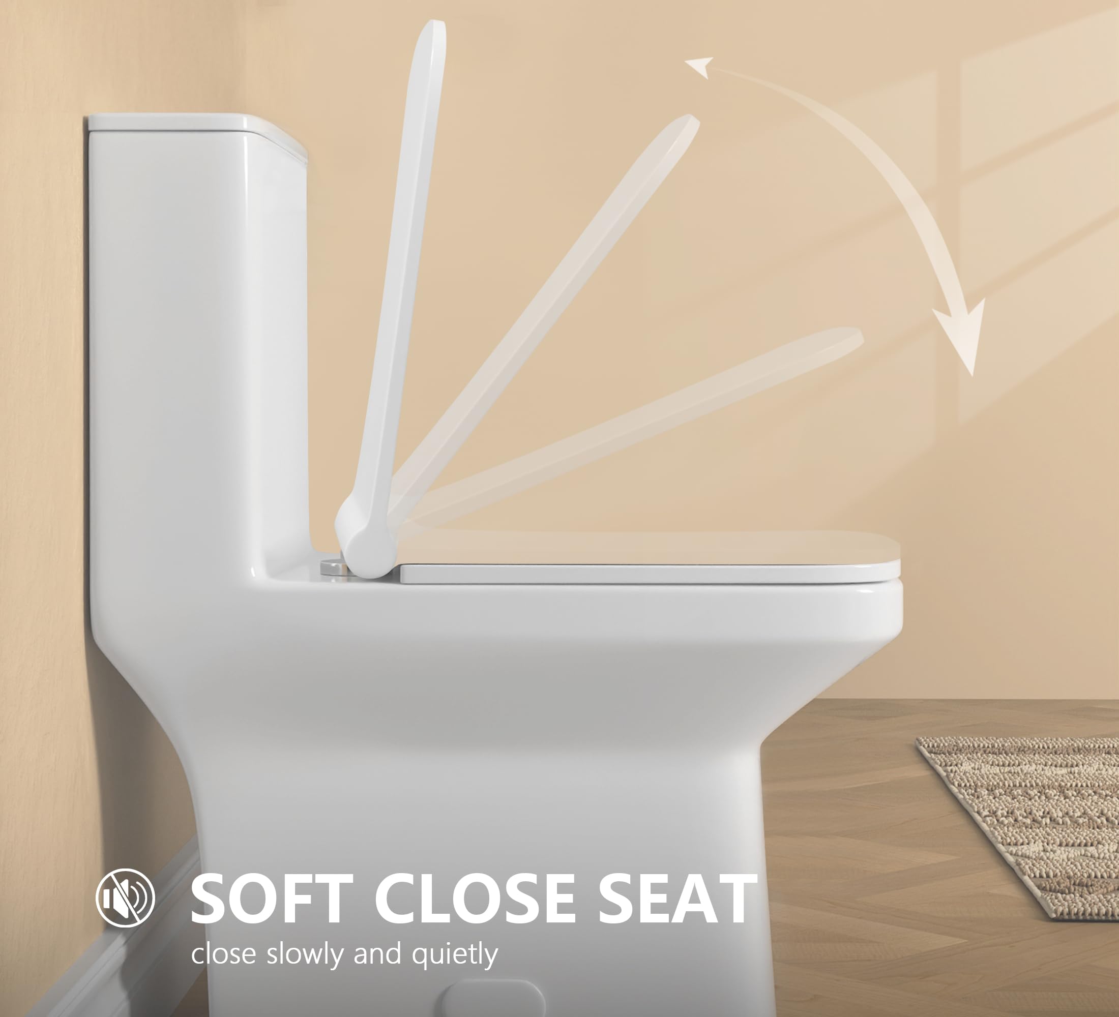 DeerValley DV-1F0071 Modern Elongated One Piece Toilet - 1.1/1.6 GPF Dual Flush, 12