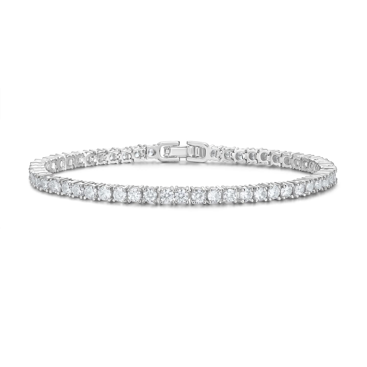 3MM Cubic Zirconia Tennis Bracelet for Women - Sterling Silver CZ Bracelet in 6.5 & 7.5 Inches | Elegant Jewelry Gift for Anniversary, Wedding & Special Occasions