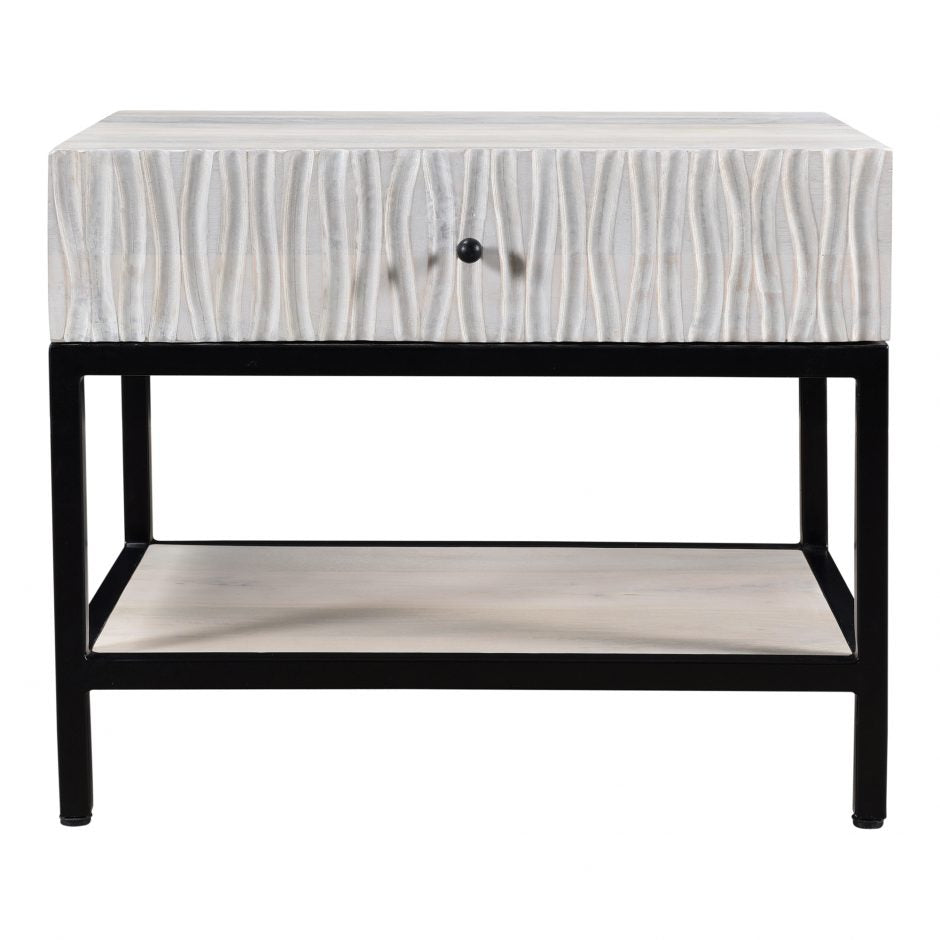 Modern Nightstand with USB Ports & Drawer - Stylish Bedside Table for Small Spaces, Perfect for Bedroom, Living Room, or Dorm - Wooden End Table with Charging Station
