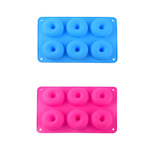 2PCS 6-Cavity Easter Silicone Donut Molds - Non-Stick Baking Molds for Cupcakes, Cookies & Chocolate Desserts (10.82x6.88 Inch) - Multi-Color Reusable Bakeware for Easter Party, Kids & Adults - Perfect for Holiday Baking, DIY Treats & Festive Dessert Decorations