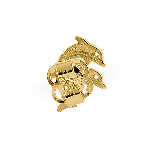 14K Yellow Gold Twin Dolphin Earrings - Dainty Stud Earrings for Women - Perfect for Beach Vacations, Summer Outfits & Gift Giving