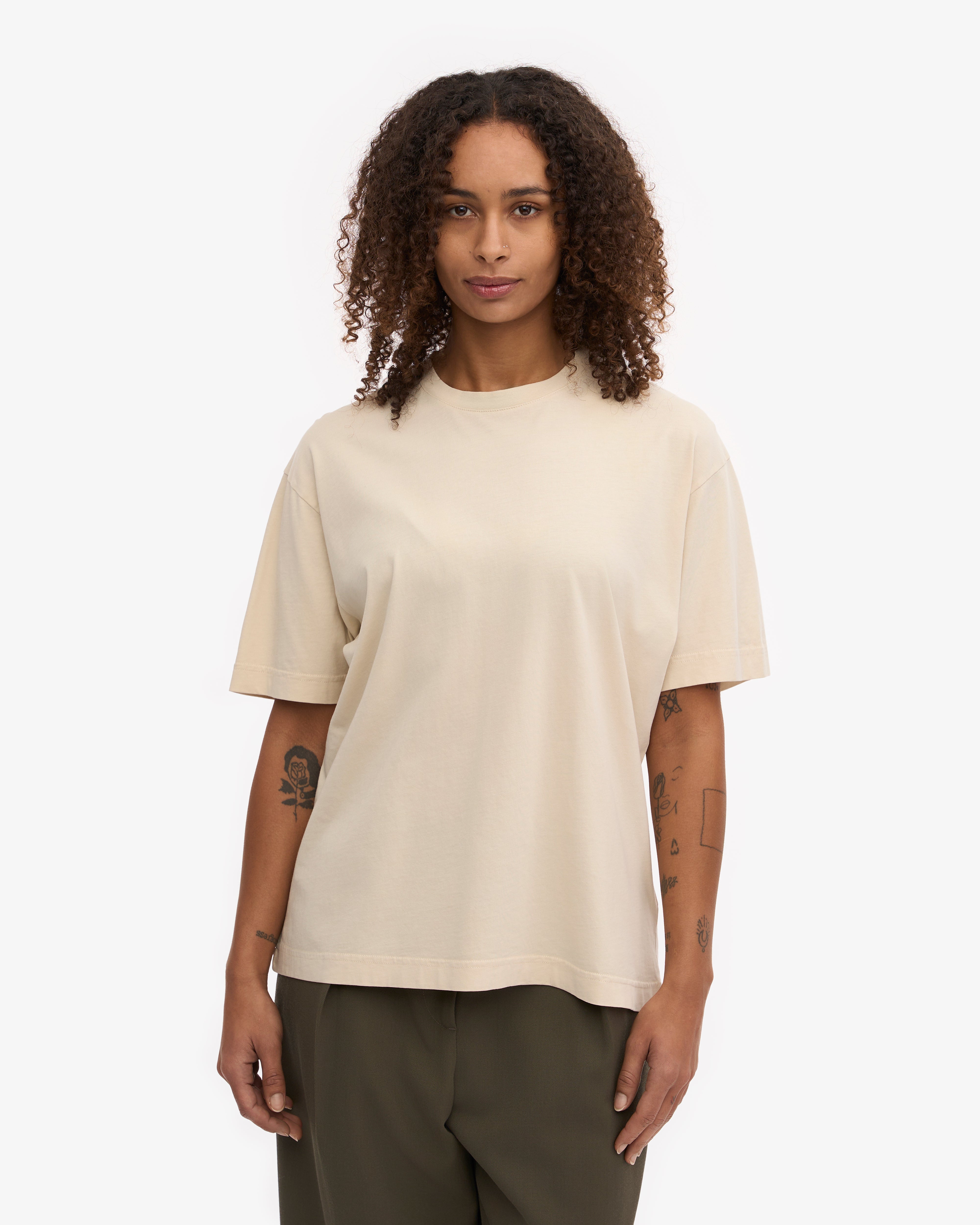 Oversized Organic Cotton T-Shirt for Women - Soft Ivory White Tee - Casual Loungewear & Streetwear Outfits