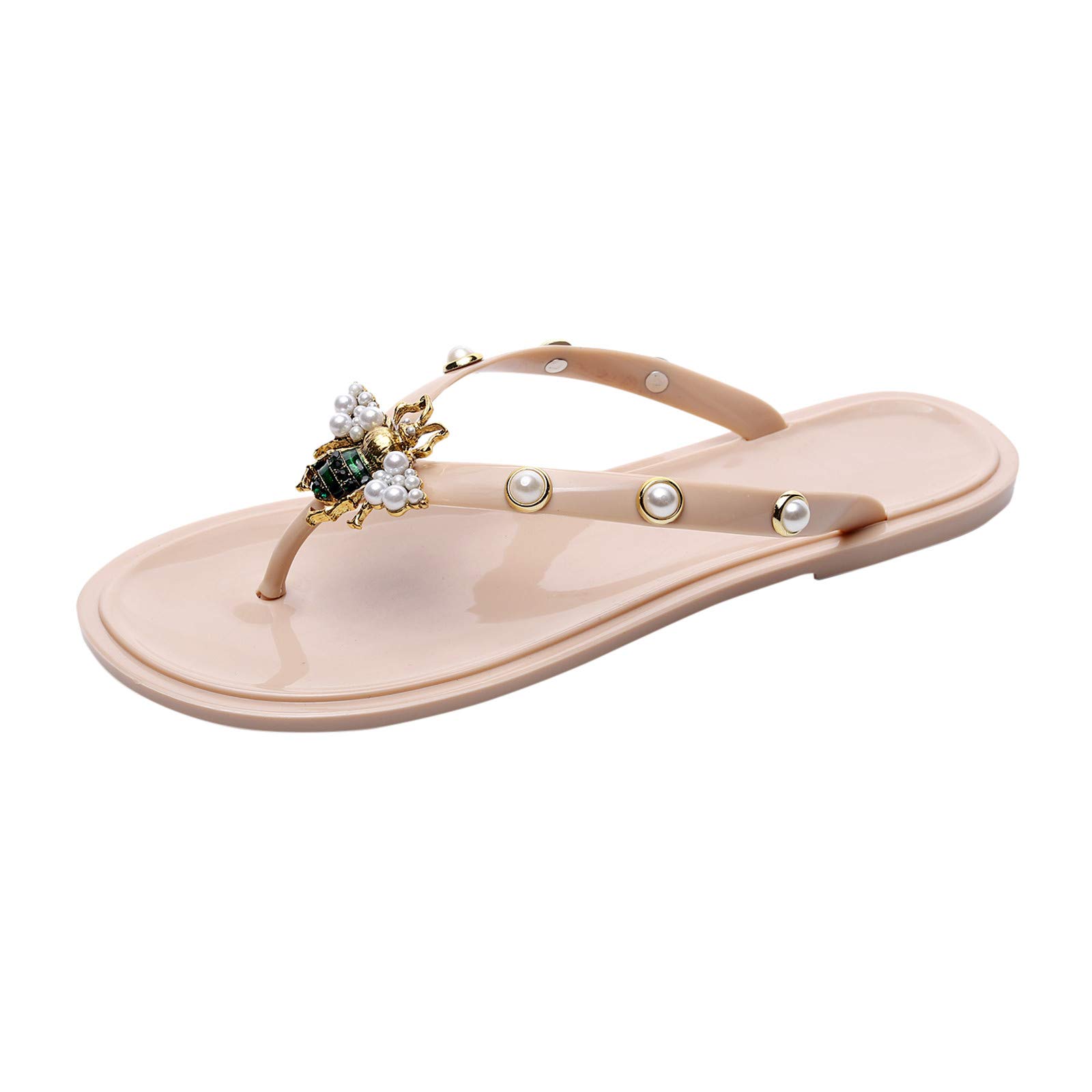Women's Wedge Sandals with Arch Support - Summer Clip Foot Bee Herringbone Fashion Sandals - Wide Width Comfortable Slippers for Casual Outings, Beach Walks & Daily Wear