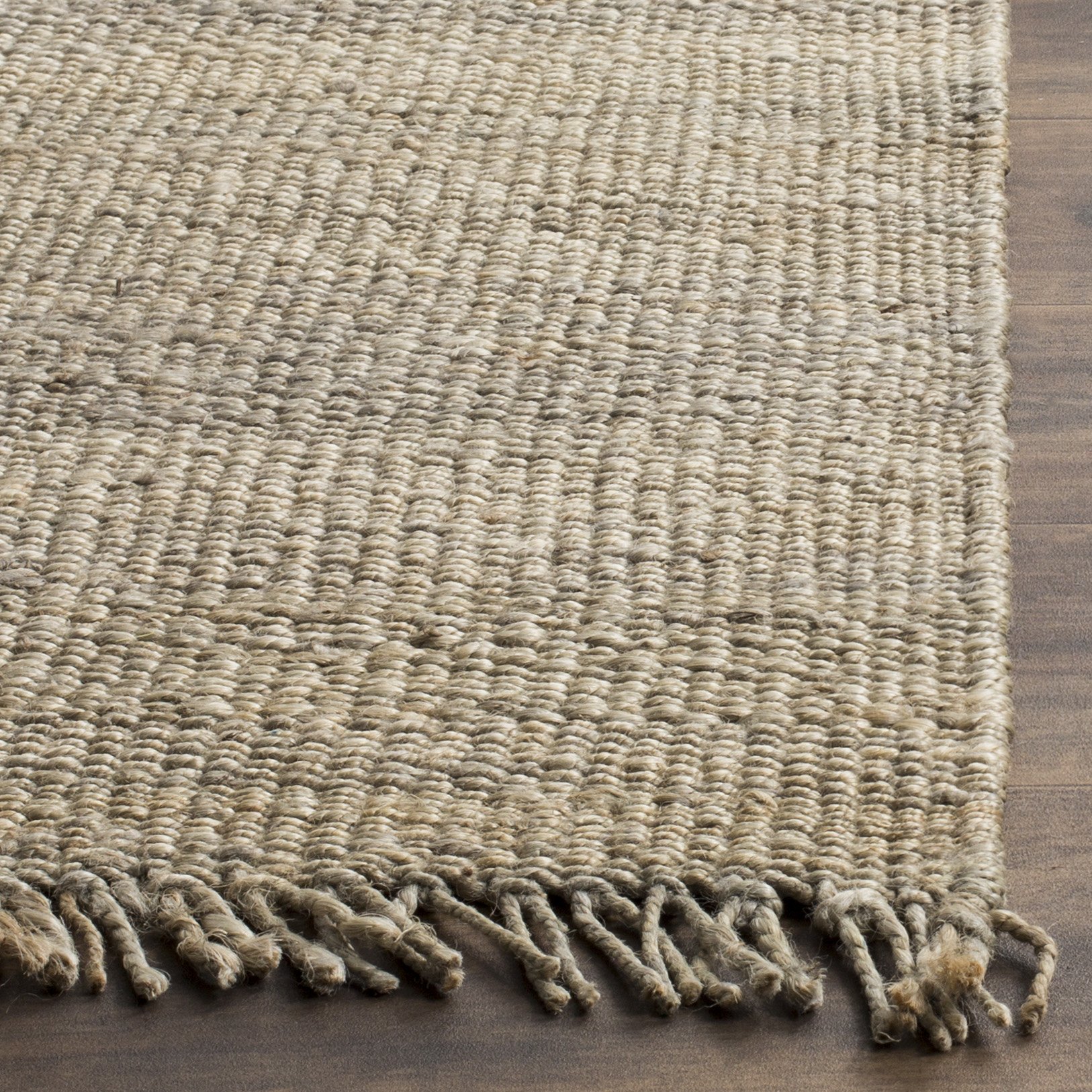 SAFAVIEH Handmade Boho Jute Area Rug 6' x 9' - Natural Fiber Woven with Fringe, Grey (NF368C) | Perfect for Living Room, Bedroom & High Traffic Areas | Eco-Friendly Home Decor for Bohemian & Coastal Style Interiors