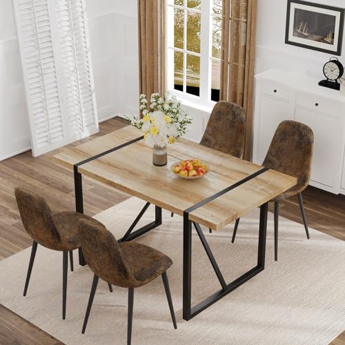 Wooden Table + Rounded Spoon Brown Chairs
