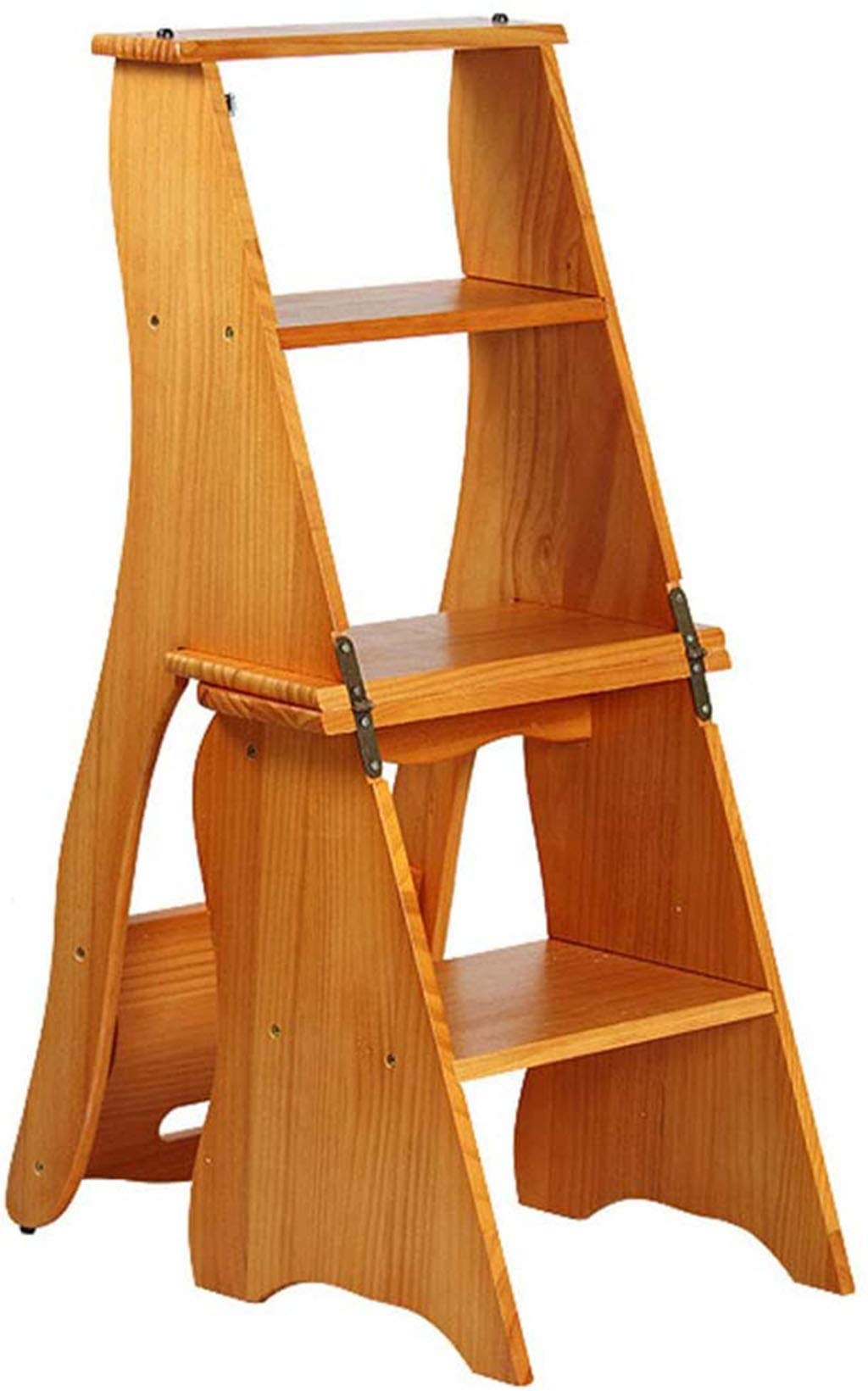 **4-Step Solid Wood Folding Ladder Stool for Kitchen, Library, Office & Home - Multi-Purpose Step Stool for Gardening, Flower Stand & Desk Use**