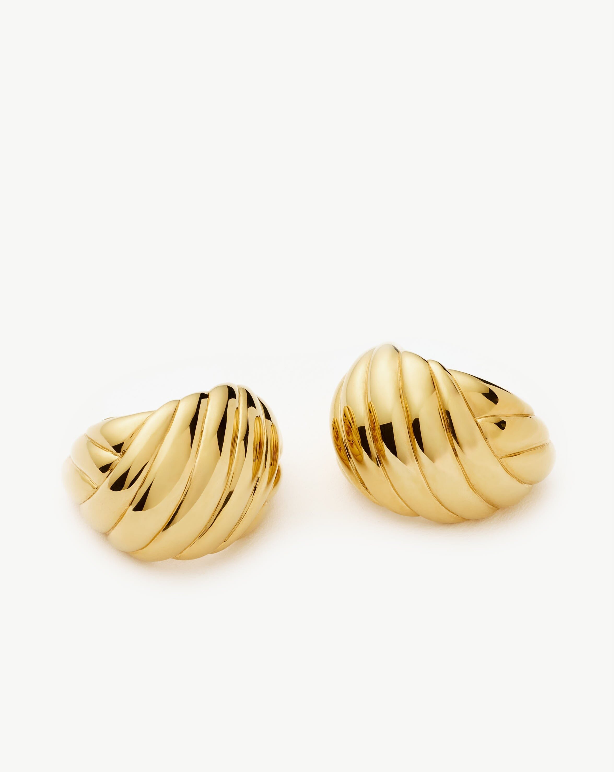 Rouje Lucia Dome Hoop Earrings - 18k Gold Plated Elegant Dangle Earrings for Women | Perfect for Parties, Weddings & Everyday Wear
