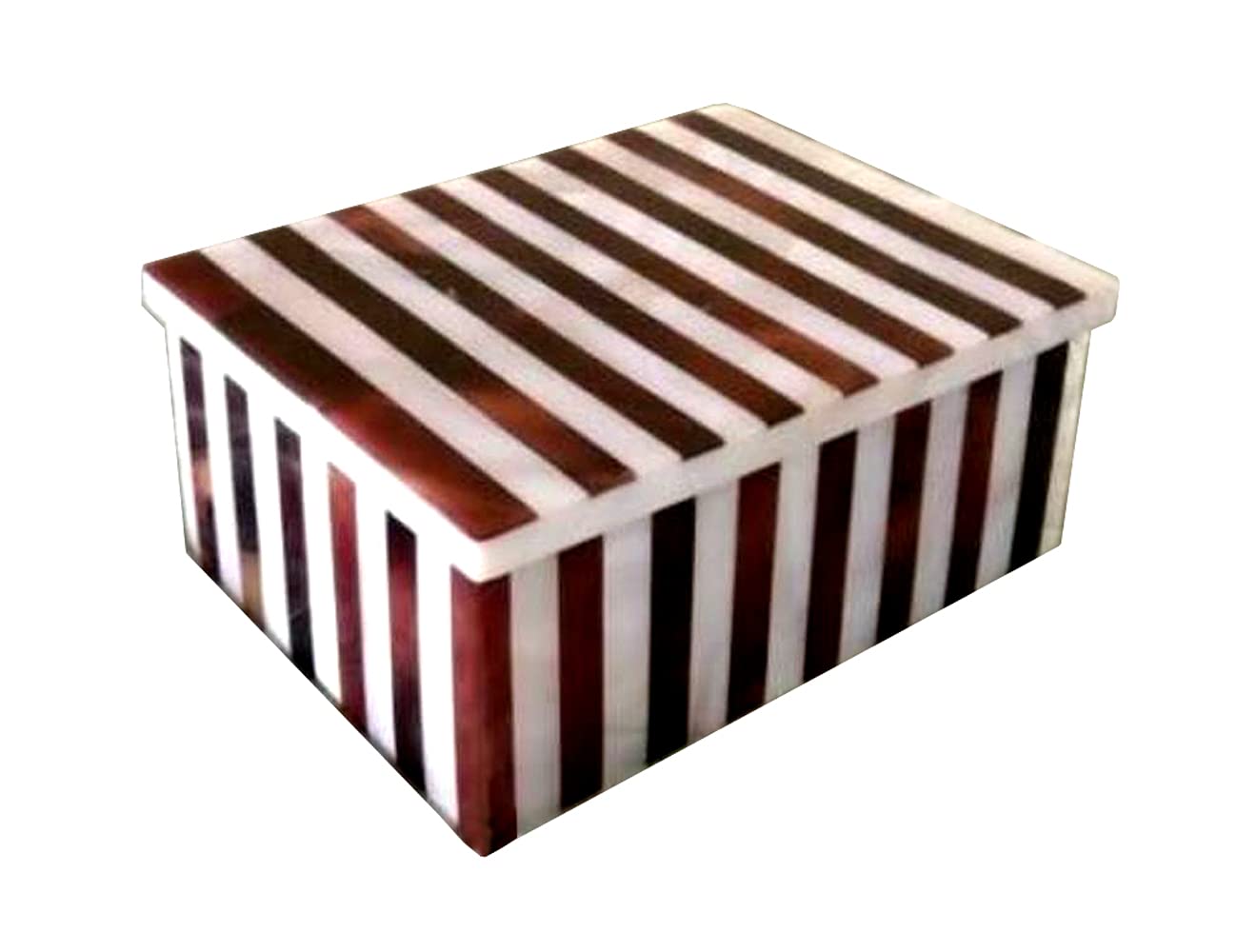 Handmade Unique Marble Inlay Jewelry Box - Brown Jasper Strips Pietra Dura Inlay | Elegant Gift Box for Jewelry Storage & Home Decor | Perfect for Weddings, Anniversaries & Special Occasions