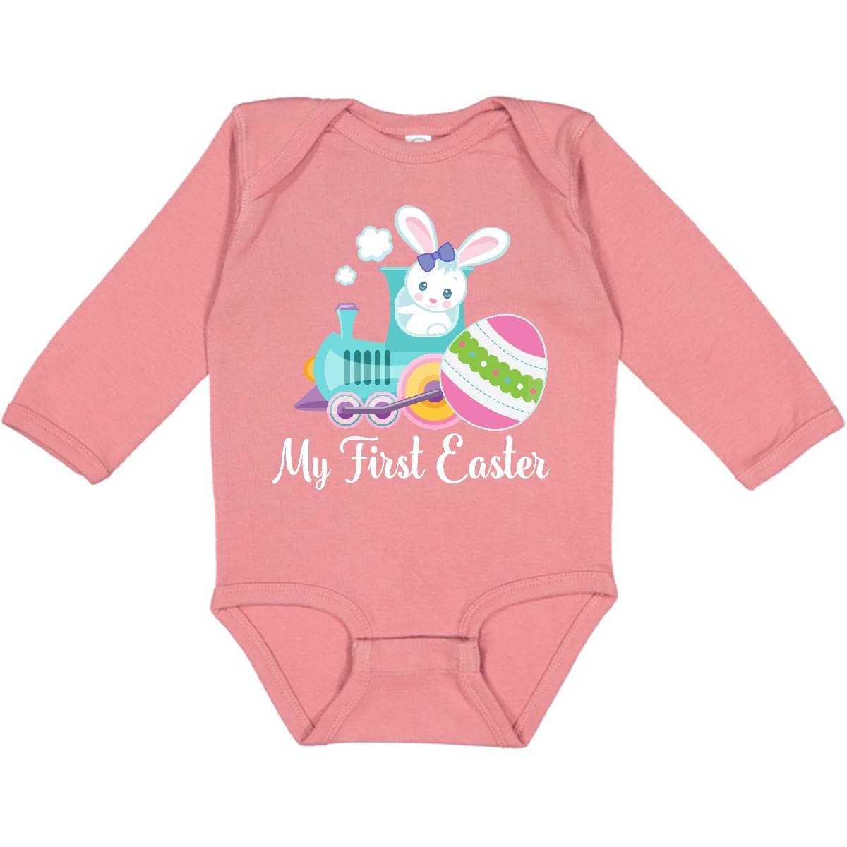 Inktastic My First Easter Egg Train Long Sleeve Baby Bodysuit - Cute Easter Outfit for Newborns & Infants - Perfect for Easter Photos, Church, Family Gatherings & Spring Celebrations